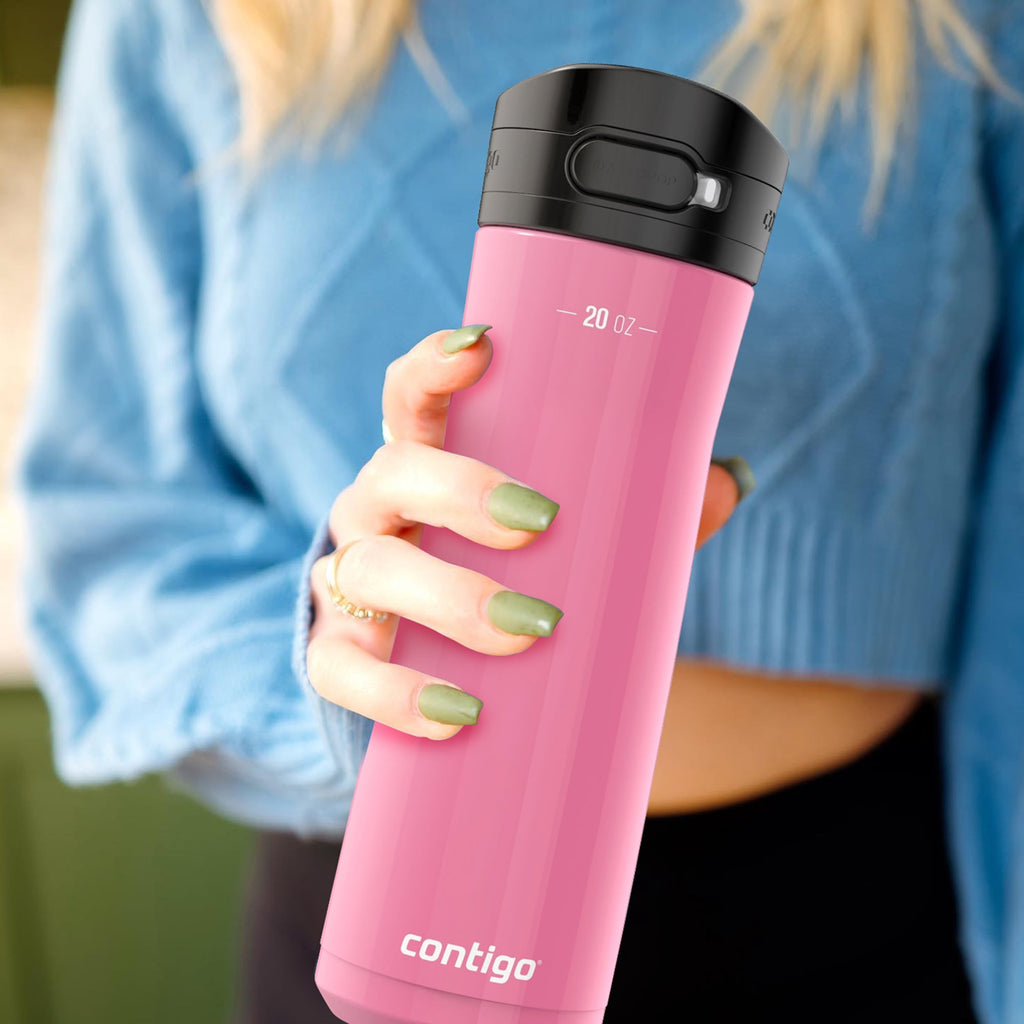Contigo Jackson Chill 2.0 Stainless Steel Water Bottle with AUTOPOP Lid, 20 Ounces, Azalea Edition-AYX1