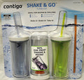 Contigo Shake &amp; Go Plastic Tumblers - Set of 3 (Green Navy &amp; Clear) Edition-SMFA