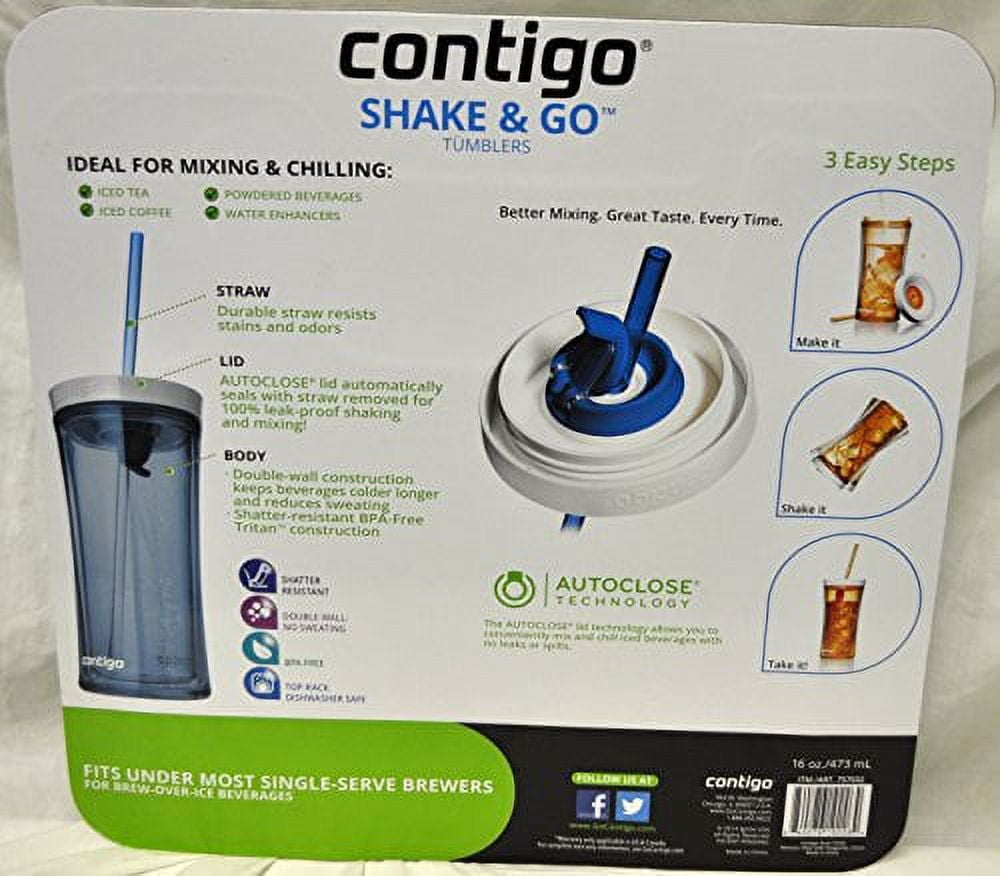 Contigo Shake &amp; Go Plastic Tumblers - Set of 3 (Green Navy &amp; Clear) Edition-SMFA