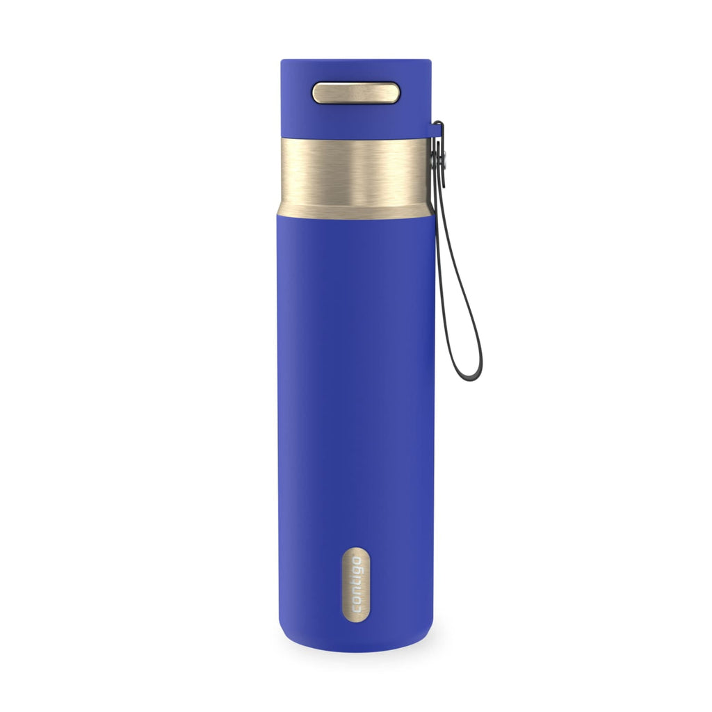 Contigo AutoSeal Leakproof Stainless Steel Reusable Water Bottle Tumbler with Carrying Strap, Cream/Champagne, 24 oz Edition-EMYX