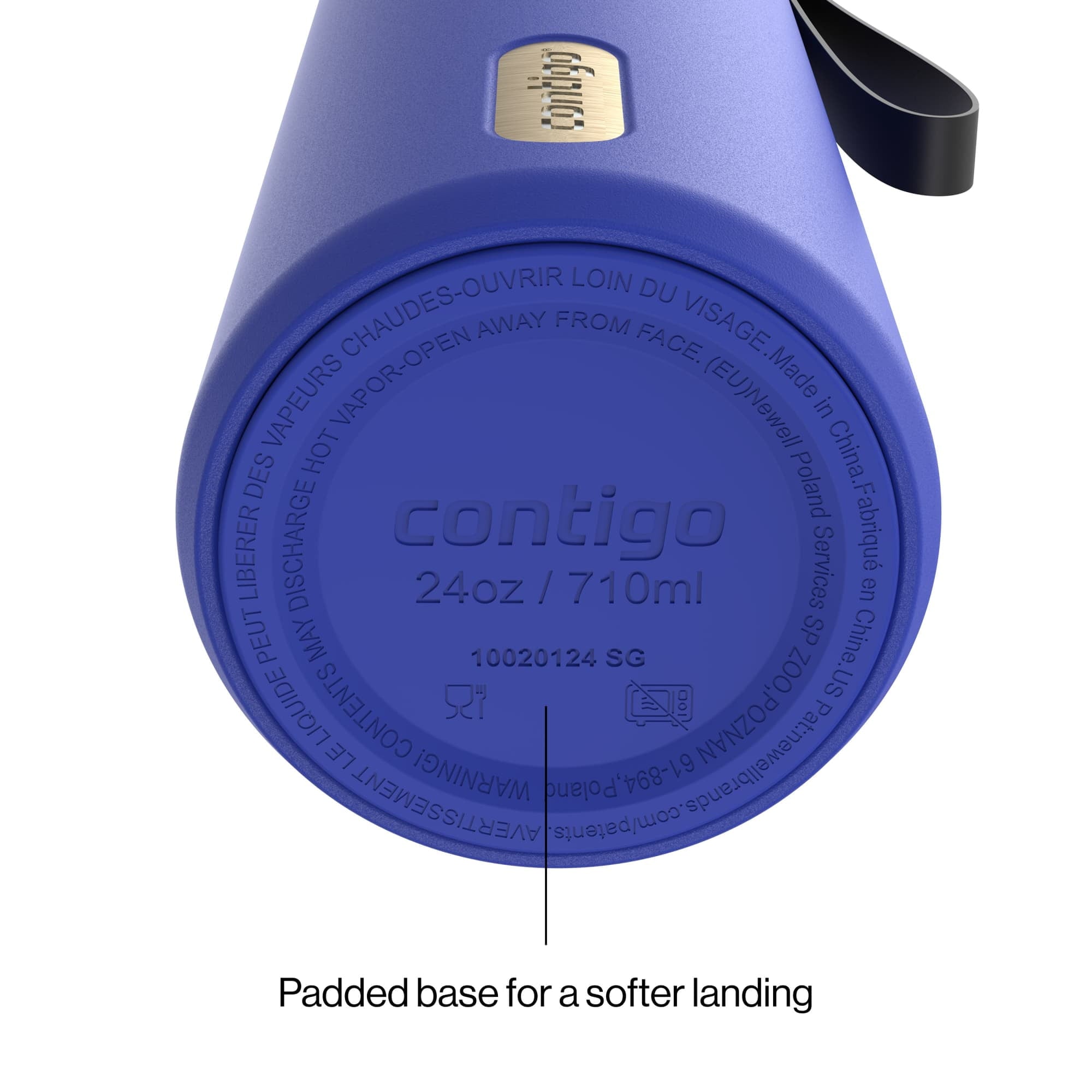 Contigo AutoSeal Leakproof Stainless Steel Reusable Water Bottle Tumbler with Carrying Strap, Cream/Champagne, 24 oz Edition-EMYX
