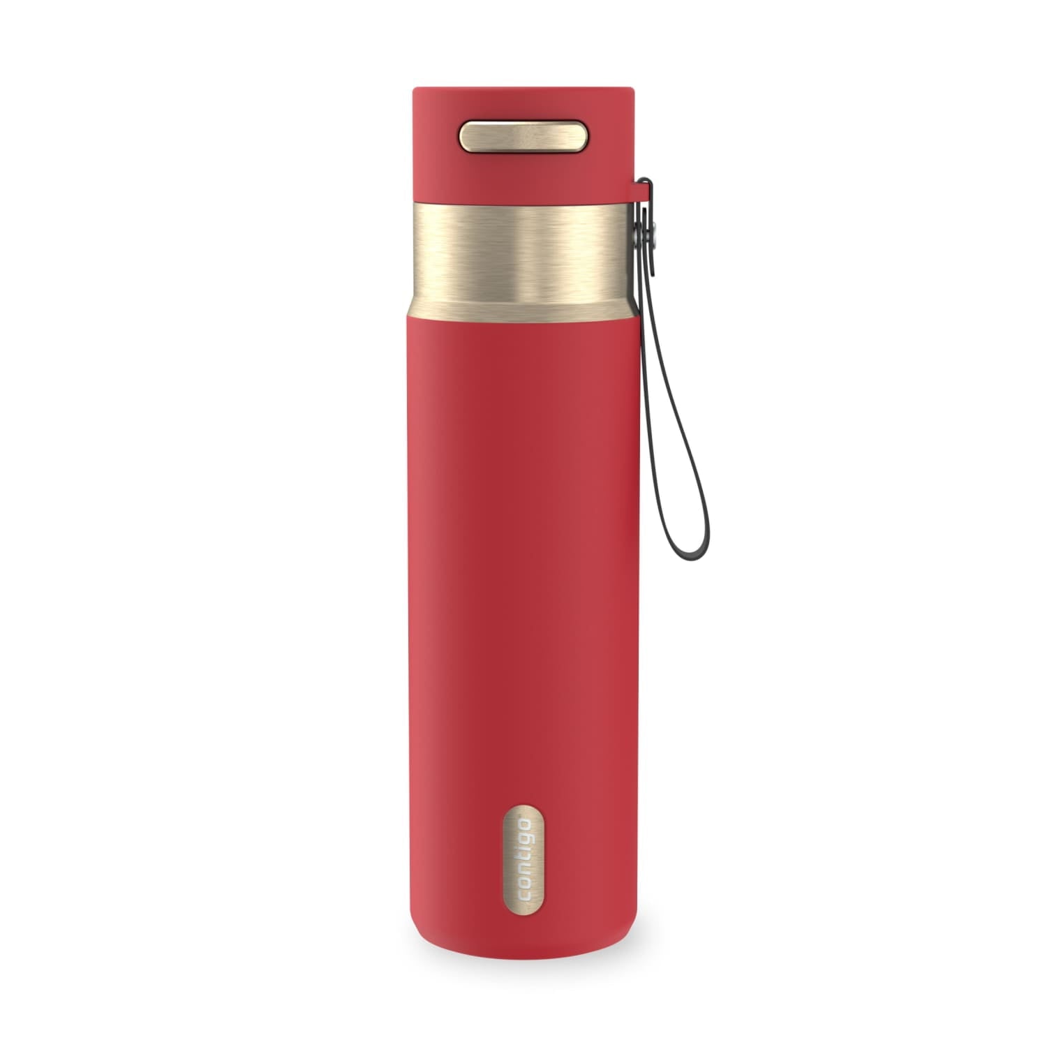 Contigo AutoSeal Leakproof Stainless Steel Reusable Water Bottle Tumbler with Carrying Strap, Cream/Champagne, 24 oz Edition-EMYX