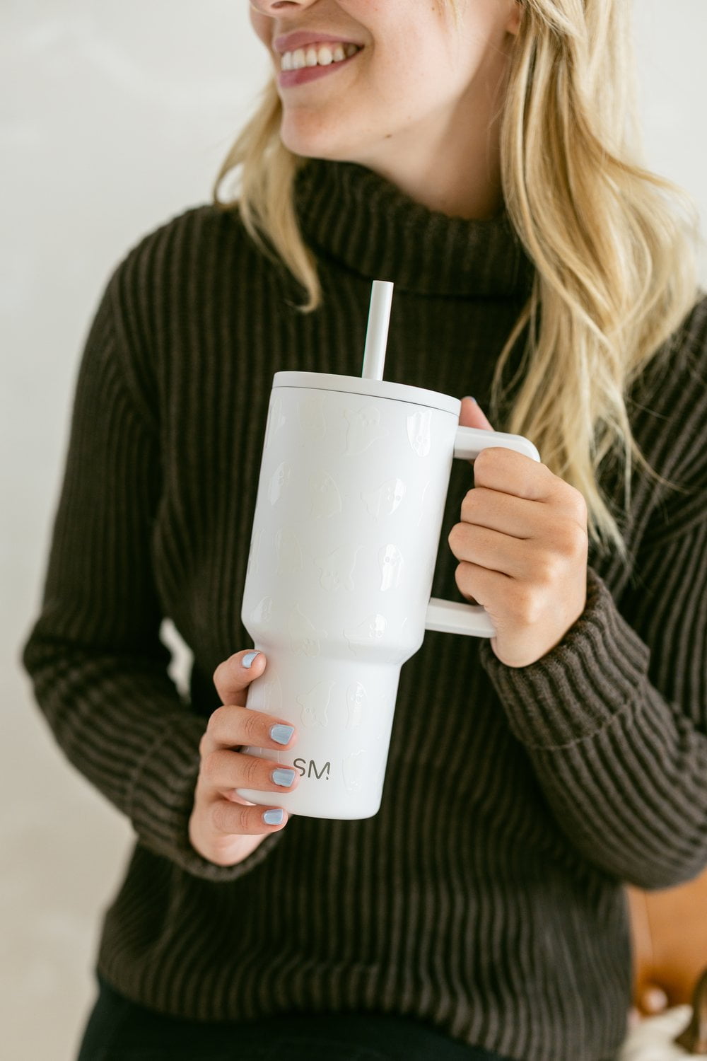 Simple Modern 30 fl oz Insulated Stainless Steel Trek Tumbler with Straw Lid | Seaglass Sage and Cream Checkmate Edition-16A6