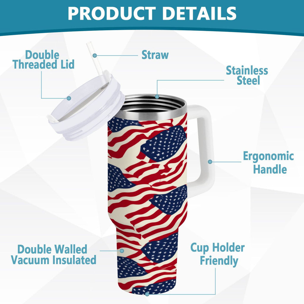 40 oz Insulated Stainless Steel Tumbler Double Wall Stainless Steel Tumbler with 2-Way Drinking Flags Abstract Design Edition-6IEN