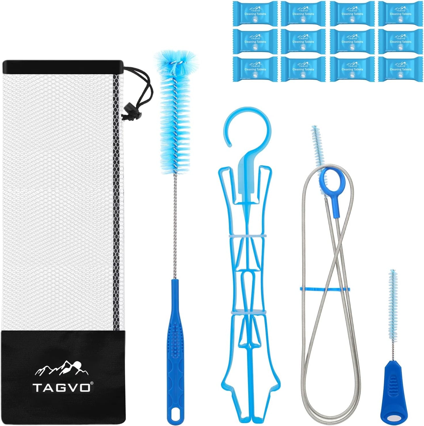 TAGVO Hydration Bladder 2 Liter BPA Free 70oz + Cleaning Brushes Kit, Leakproof Water Bladder Travel Reservoir Hydration Bag, Easy Cleaning by 3 Brushes and Air Drying by Collapsible Frame Edition-SAYN