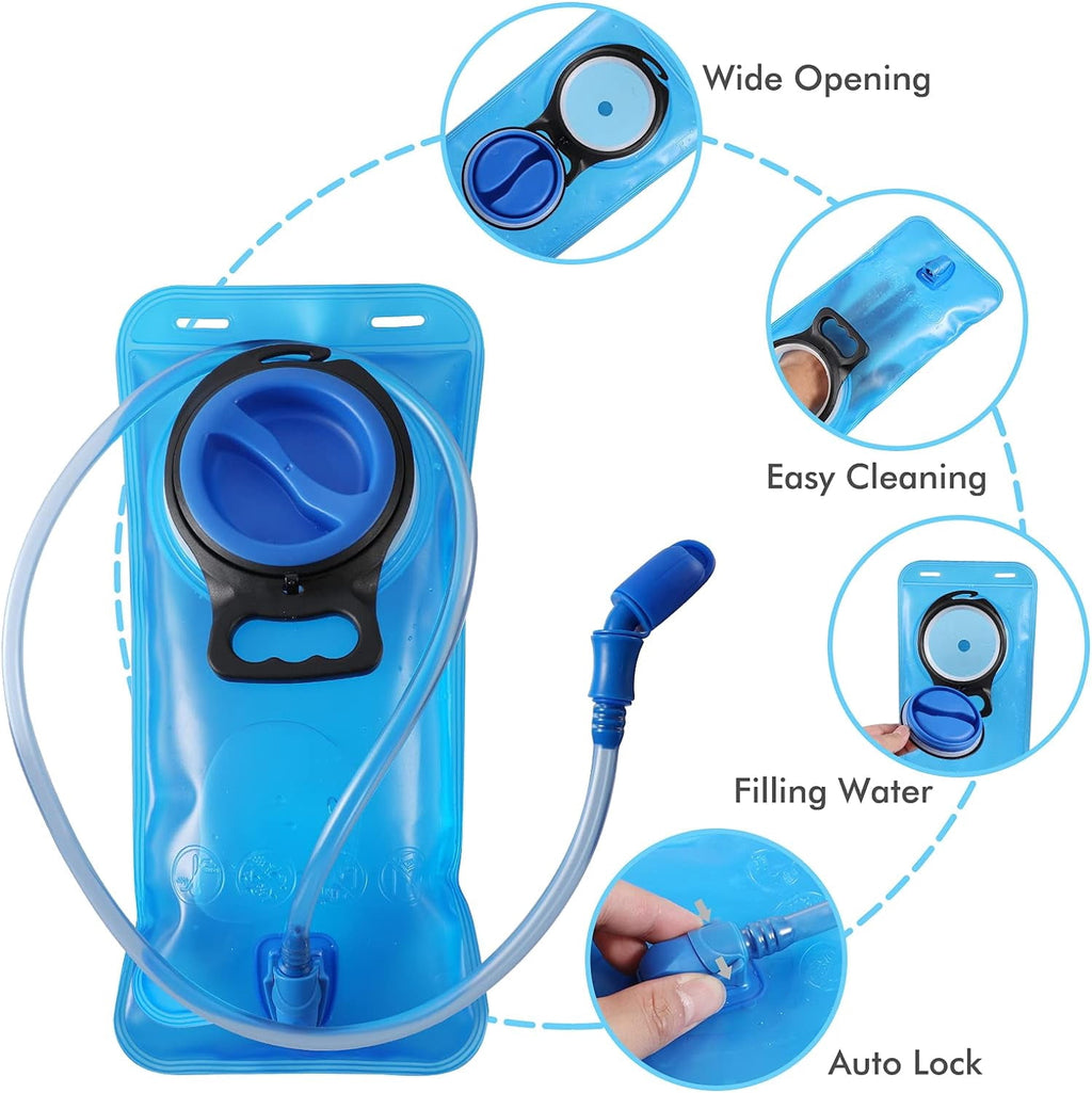 TAGVO Hydration Bladder 2 Liter BPA Free 70oz + Cleaning Brushes Kit, Leakproof Water Bladder Travel Reservoir Hydration Bag, Easy Cleaning by 3 Brushes and Air Drying by Collapsible Frame Edition-SAYN