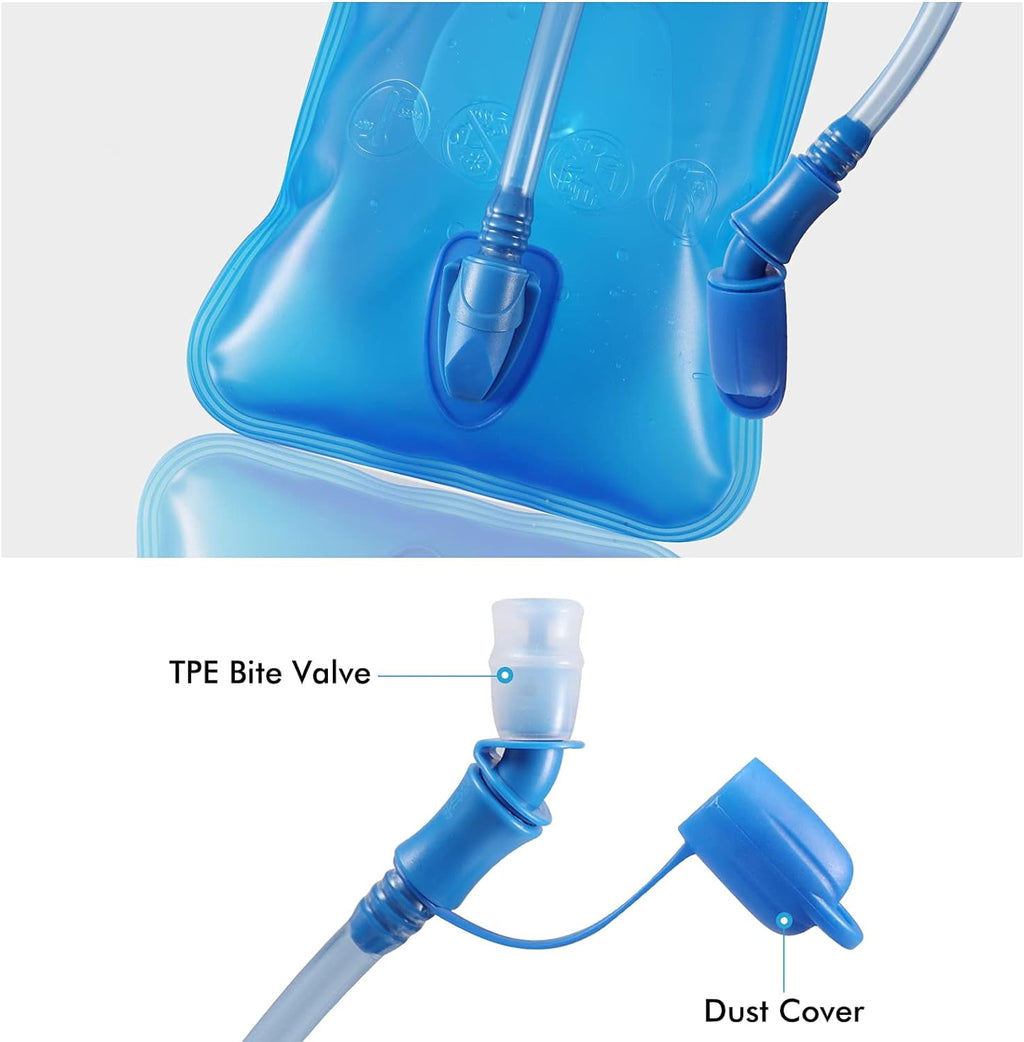 TAGVO Hydration Bladder 2 Liter BPA Free 70oz + Cleaning Brushes Kit, Leakproof Water Bladder Travel Reservoir Hydration Bag, Easy Cleaning by 3 Brushes and Air Drying by Collapsible Frame Edition-SAYN