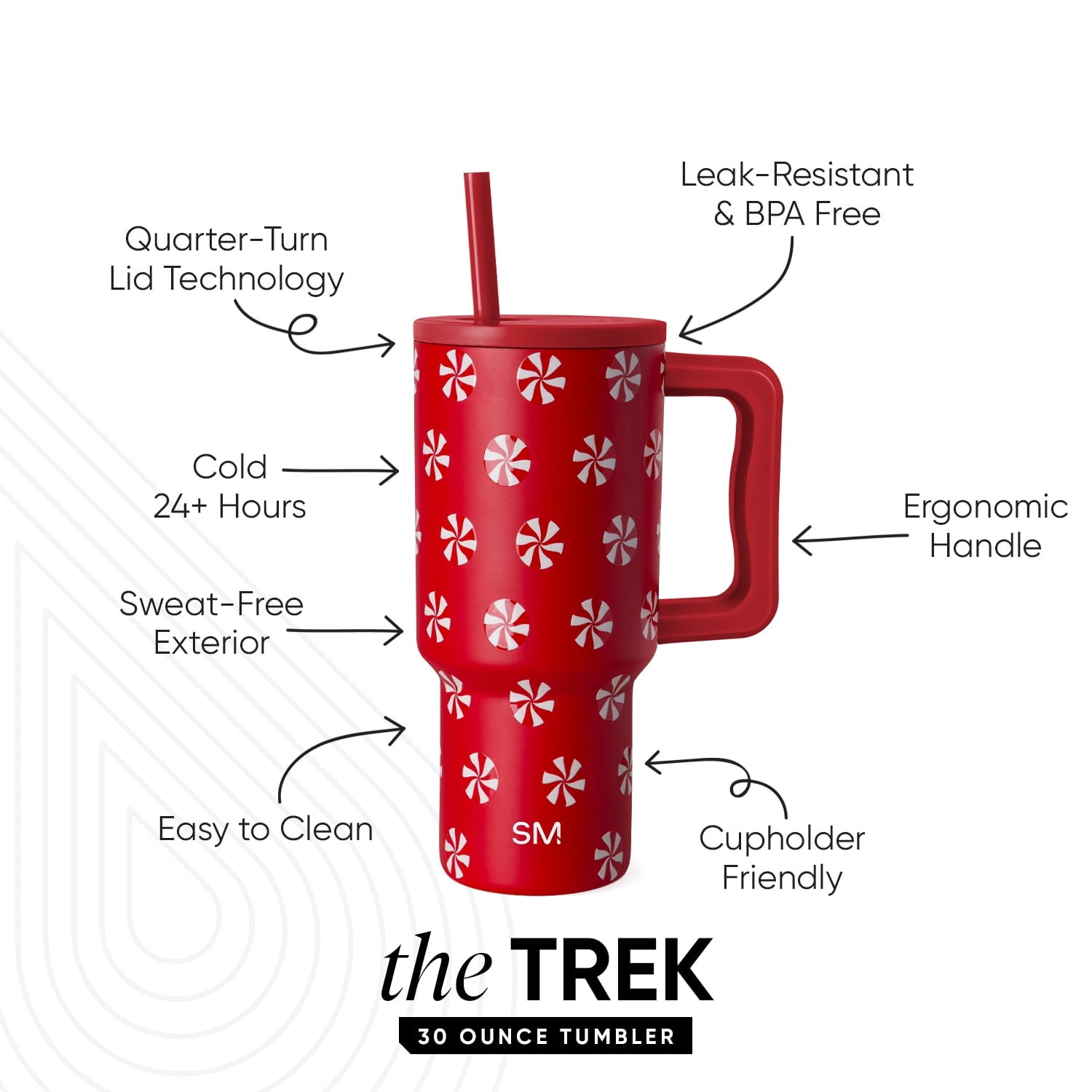 Simple Modern 30 fl oz Insulated Stainless Steel Trek Tumbler with Straw Lid | Seaglass Sage and Cream Checkmate Edition-16A6