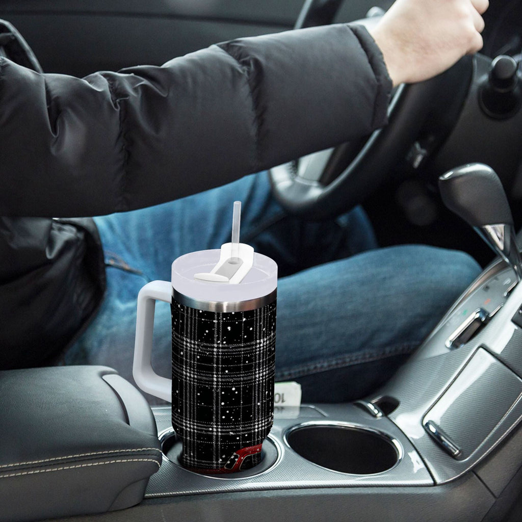 40 oz Insulated Stainless Steel Tumbler Double Wall Stainless Steel Tumbler with 2-Way Drinking Red Truck with Christmas Tree Edition-1SYY