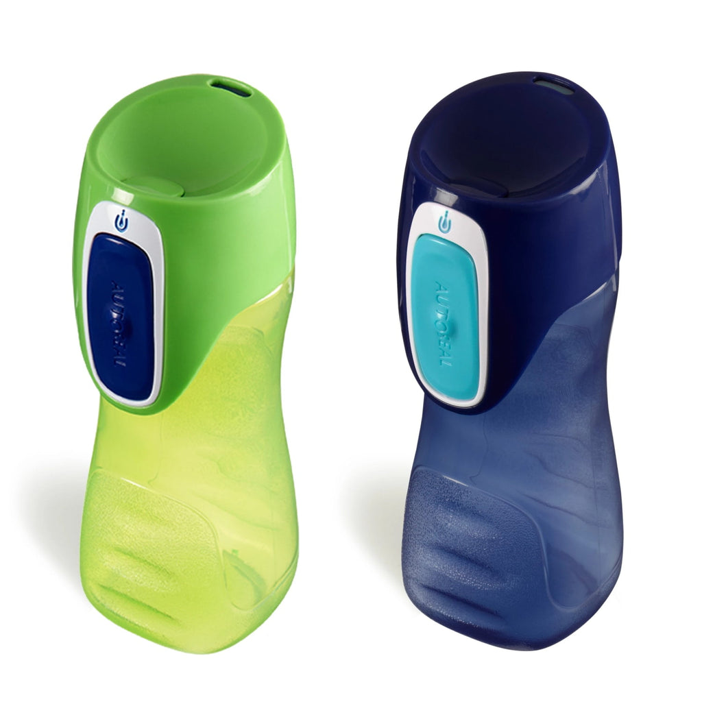 Contigo Kids Trekker Water Bottle with AUTOSEAL Lid Navy Blue and Granny Smith Green, 14 fl oz., 2-pack Edition-1P9S
