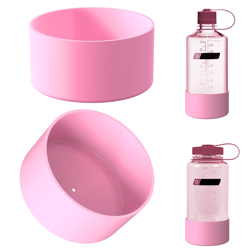 Linkidea 2 Pack Water Bottle Boot Compatible with Nalgene Sustain Wide Mouth 32oz/48oz, Narrow Mouth 32oz, Silicone Anti-Slip Bottle Bottom Bumper Protector (Light Pink) Edition-YEZO