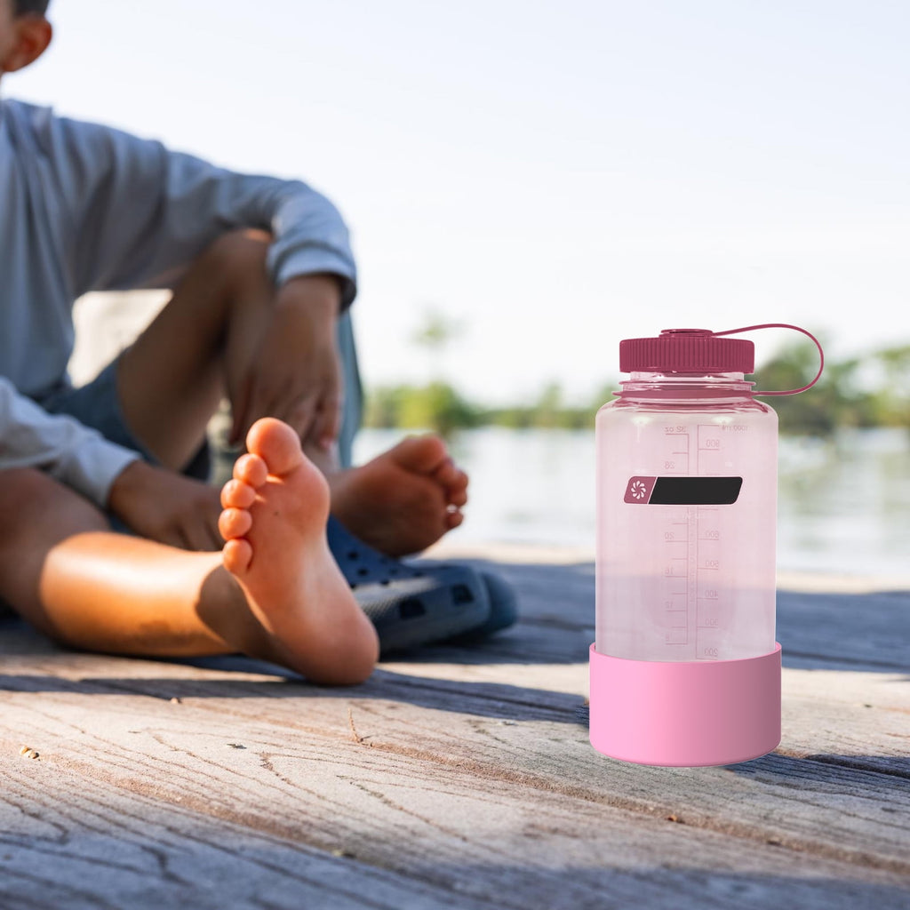 Linkidea 2 Pack Water Bottle Boot Compatible with Nalgene Sustain Wide Mouth 32oz/48oz, Narrow Mouth 32oz, Silicone Anti-Slip Bottle Bottom Bumper Protector (Light Pink) Edition-YEZO
