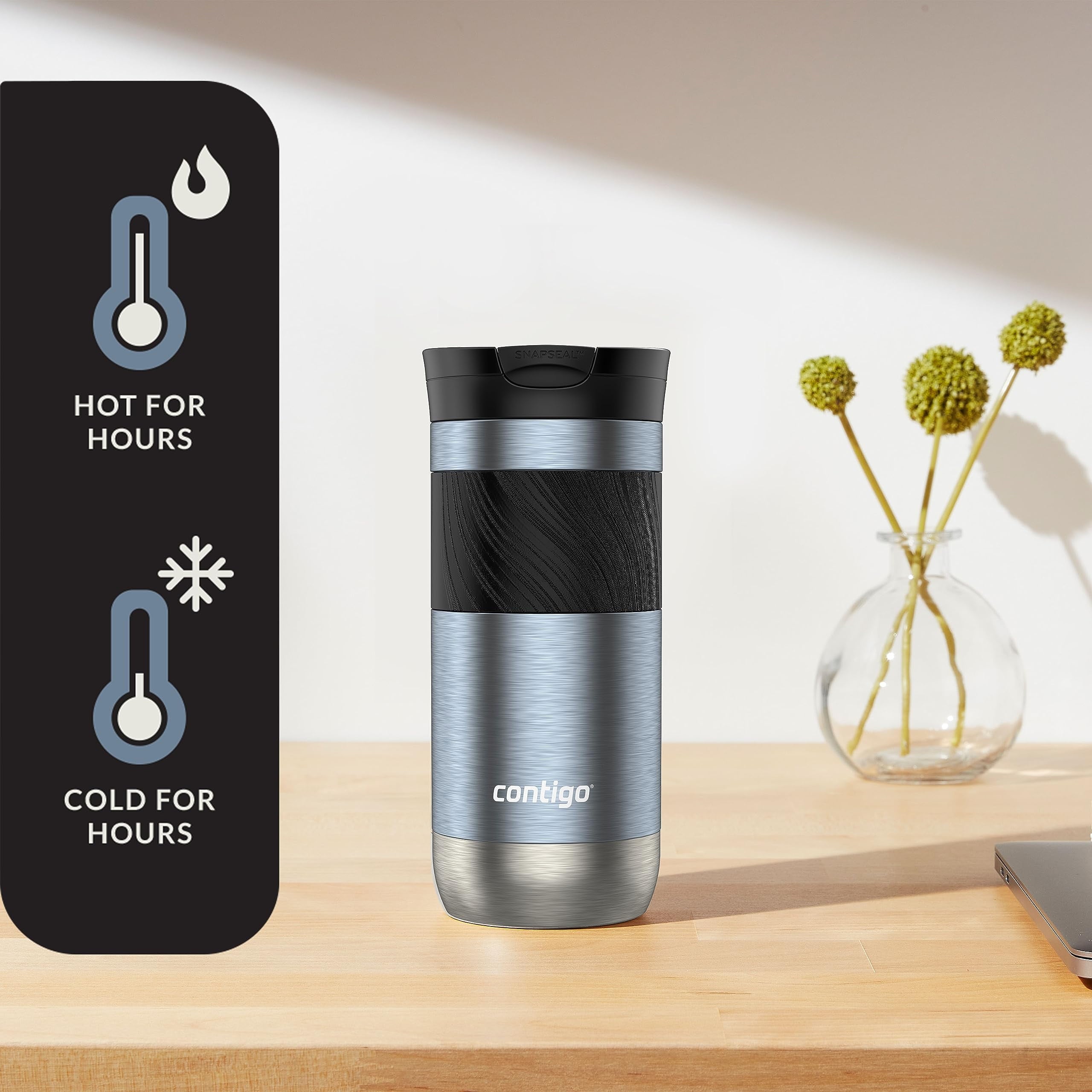 Contigo Byron 2.0 Stainless Steel Travel Mug with SNAPSEAL Lid and Grip, 16oz. Edition-2PEK