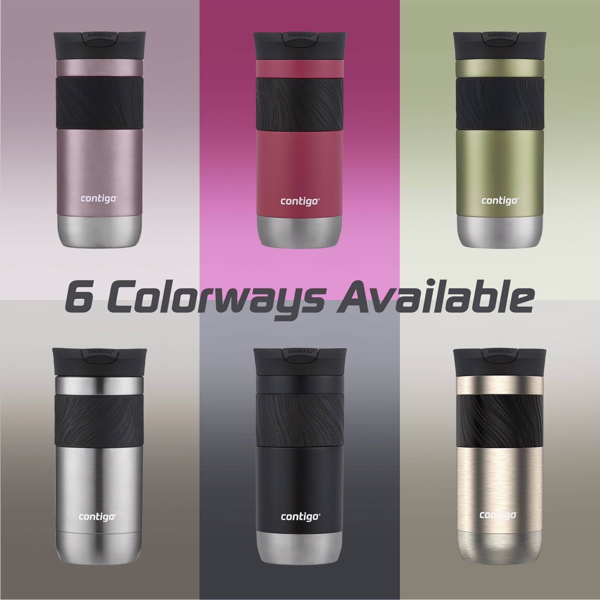 Contigo Byron 2.0 Stainless Steel Travel Mug with SNAPSEAL Lid and Grip, 16oz. Edition-2PEK