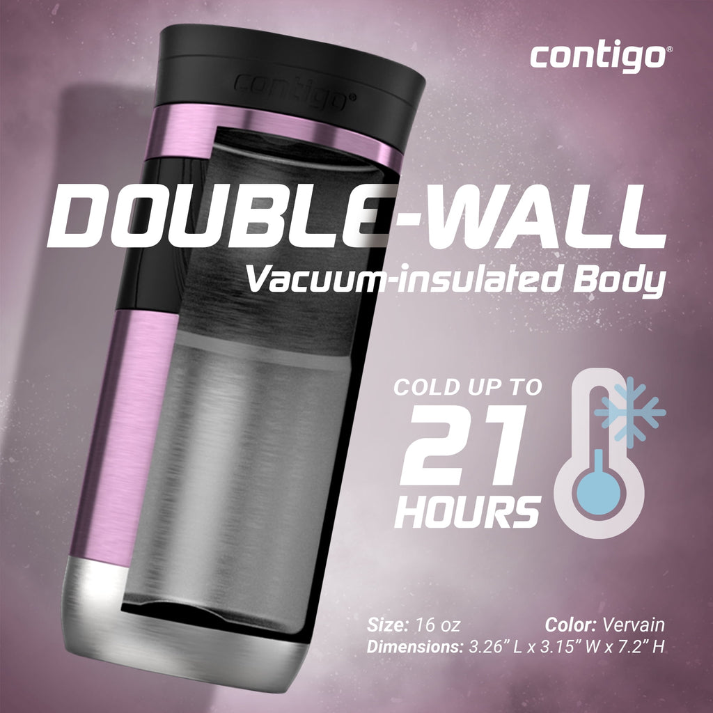 Contigo Byron 2.0 Stainless Steel Travel Mug with SNAPSEAL Lid and Grip, 16oz. Edition-2PEK