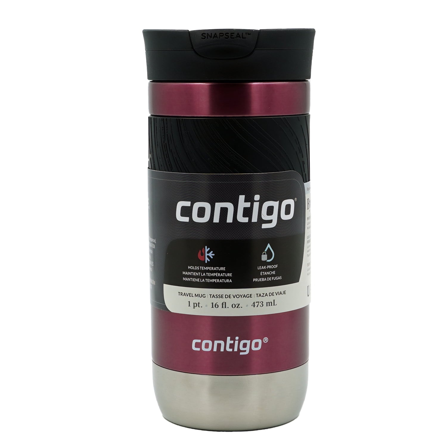 Contigo Byron 2.0 Stainless Steel Travel Mug with SNAPSEAL Lid and Grip, 16oz. Edition-2PEK