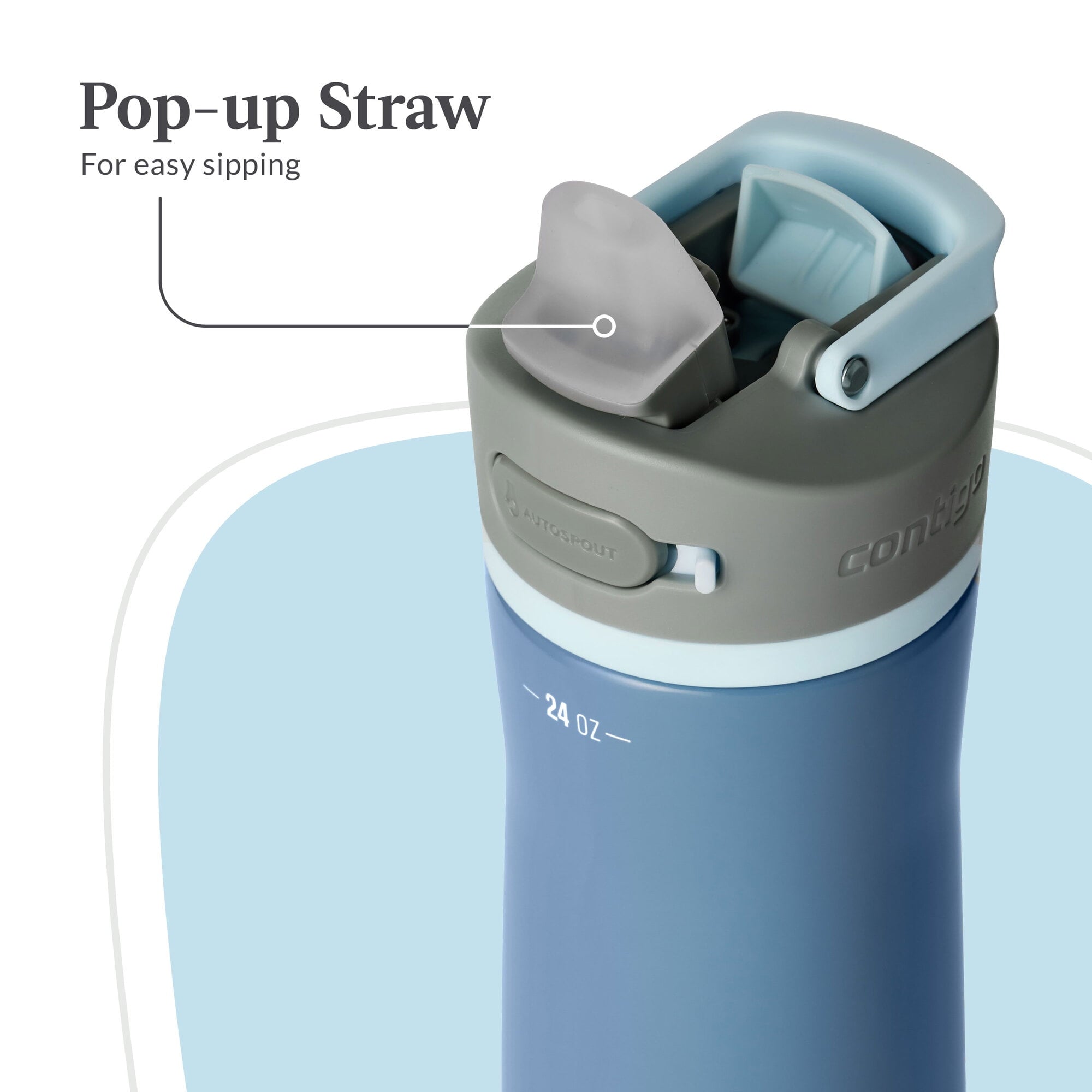 Contigo® Wells Chill Stainless Steel Filter Water Bottle with AUTOSPOUT® Straw Lid, 24 oz., Dark Ice Edition-774P