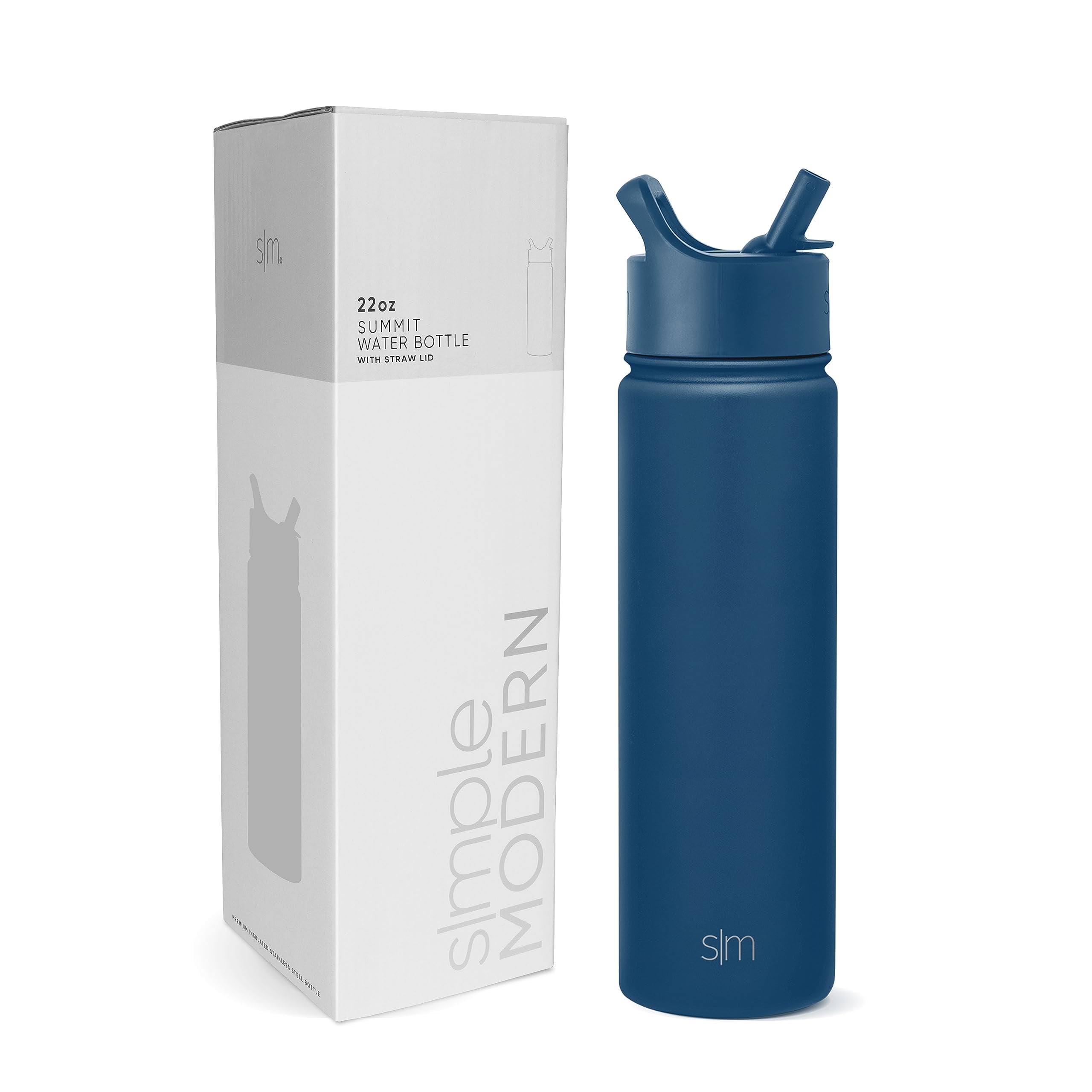 Simple Modern Water Bottle with Straw Lid Vacuum Insulated Stainless Steel Metal Thermos Bottles | Reusable Leak Proof BPA-Free Flask for School | Summit Collection | 22oz, Slumberland Edition-QNNR