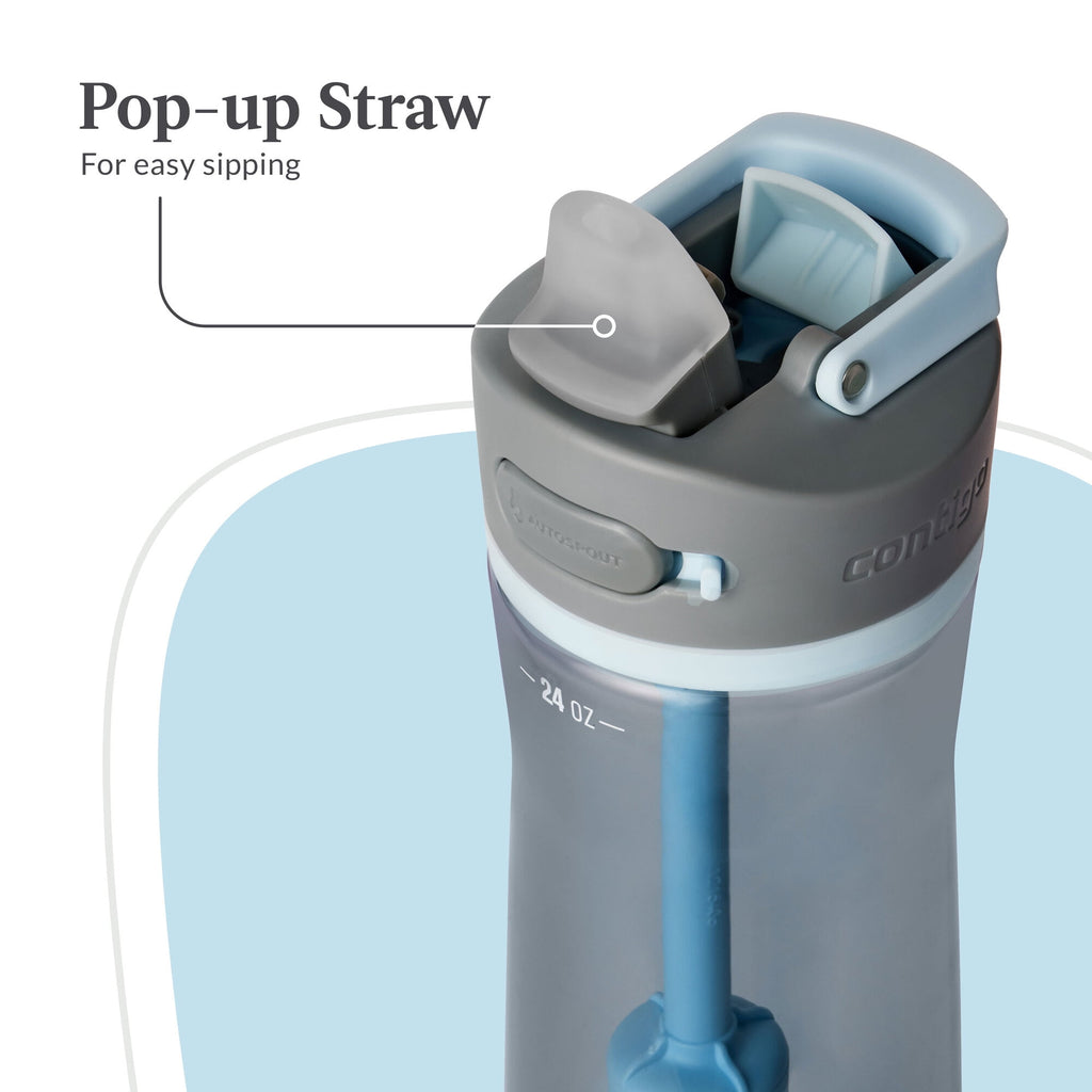 Contigo® Wells Plastic Filter Water Bottle with AUTOSPOUT® Straw Lid, 24 Oz., Dark Ice Edition-2FLB