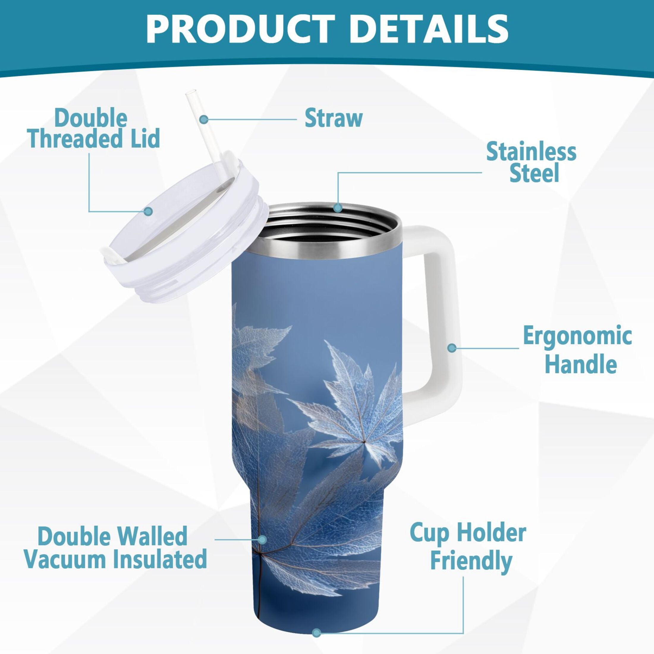 30 oz Insulated Stainless Steel Tumbler Double Wall Stainless Steel Tumbler with 2-Way Drinking Glass Mapleleaves Edition-KH36