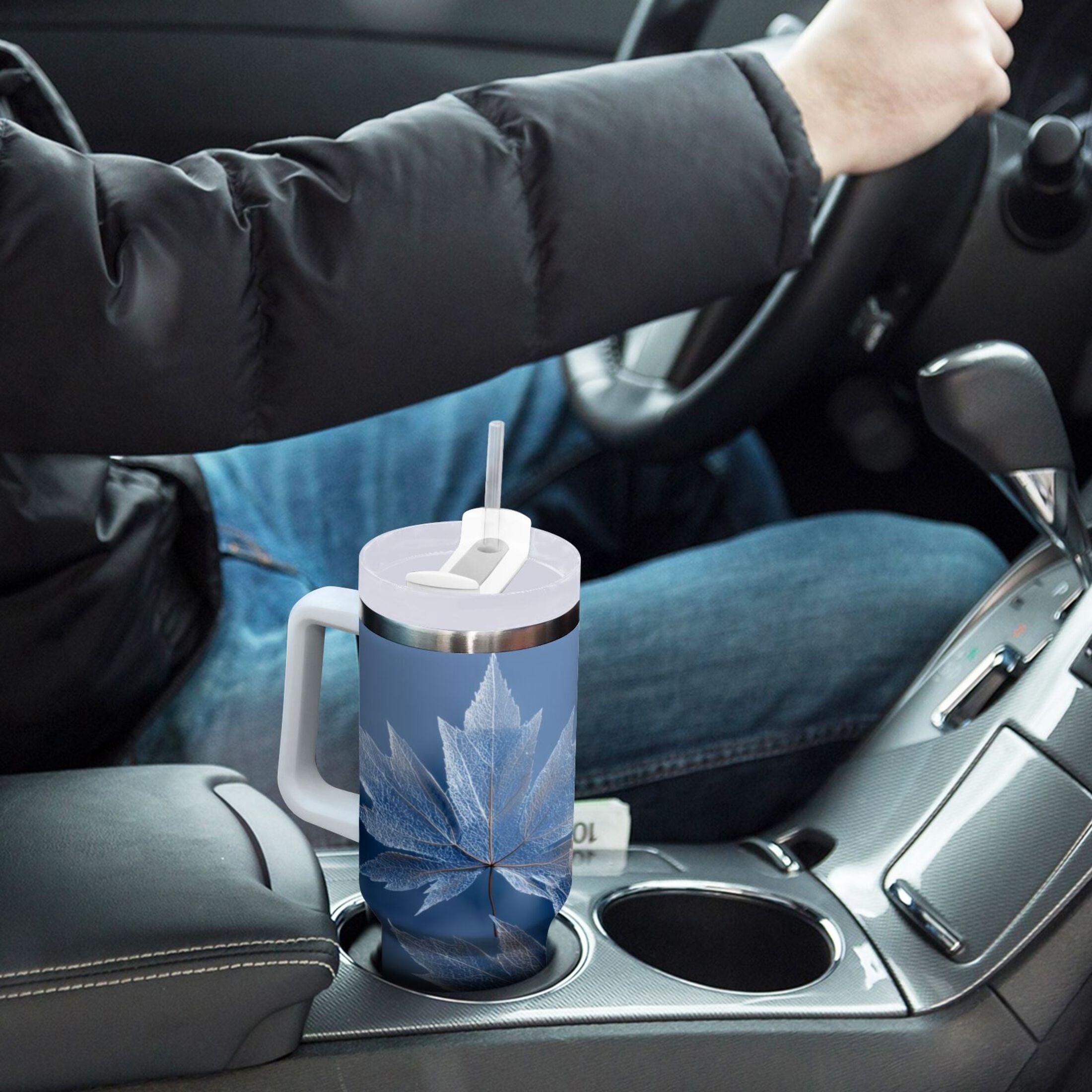 30 oz Insulated Stainless Steel Tumbler Double Wall Stainless Steel Tumbler with 2-Way Drinking Glass Mapleleaves Edition-KH36