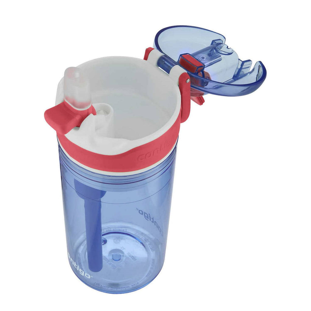 Contigo Kids 2-in-1 Snack Hero Tumbler Featuring 4oz Snack Holder Stacked on Top of 13oz Water Bottle - BPA Free, Durable Tritan w/Flexible Carry Handle &amp; Spill-Proof Valve, Purple &amp; Pink – 2 Pack Edition-H6NM