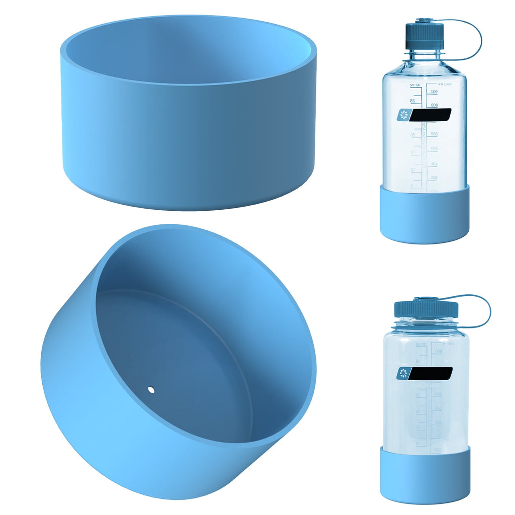 Linkidea 2 Pack Water Bottle Boot Compatible with Nalgene Sustain Wide Mouth 32oz/48oz, Narrow Mouth 32oz, Silicone Anti-Slip Bottle Bottom Bumper Protector (Blue) Edition-WUZV