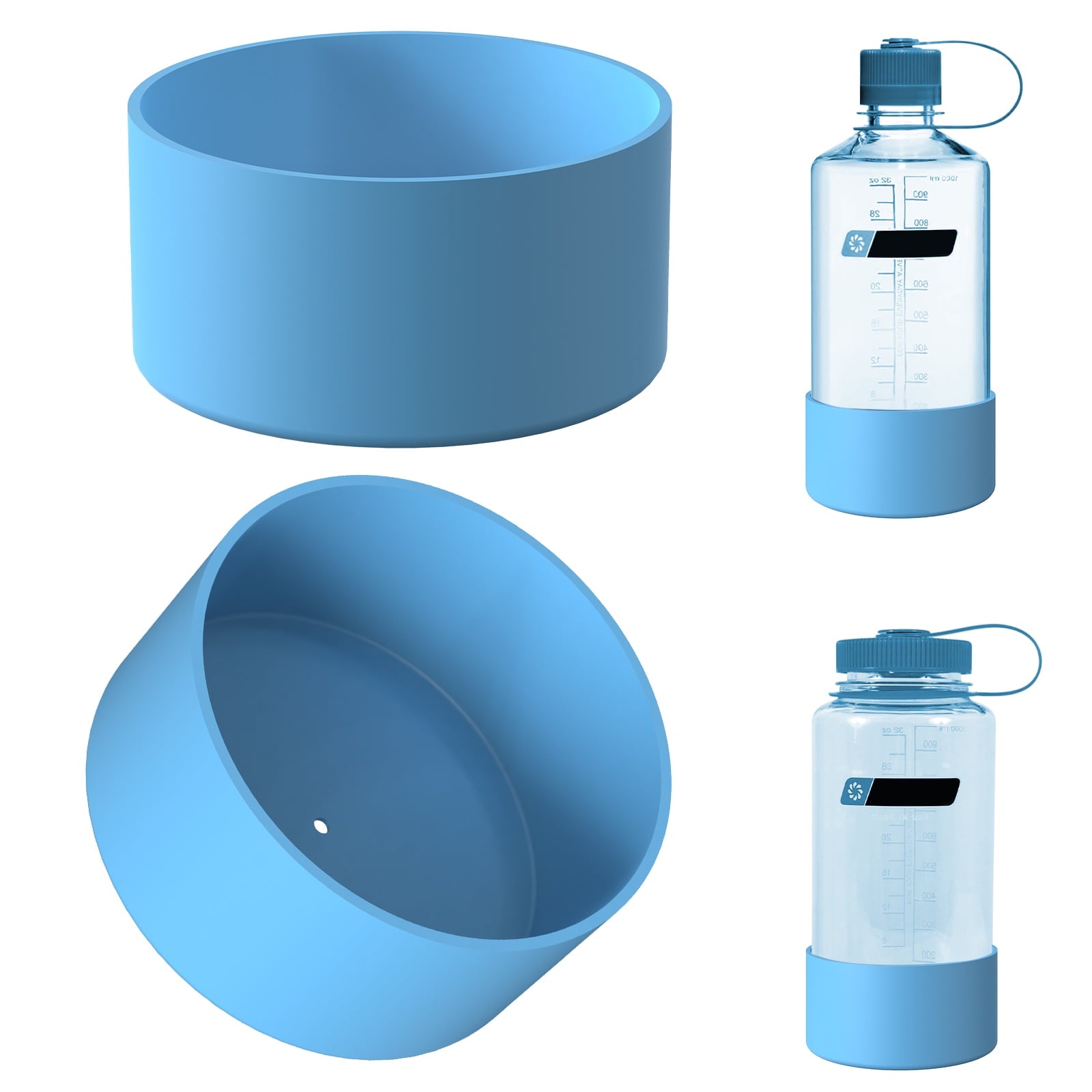 Linkidea 2 Pack Water Bottle Boot Compatible with Nalgene Sustain Wide Mouth 32oz/48oz, Narrow Mouth 32oz, Silicone Anti-Slip Bottle Bottom Bumper Protector (Blue) Edition-WUZV