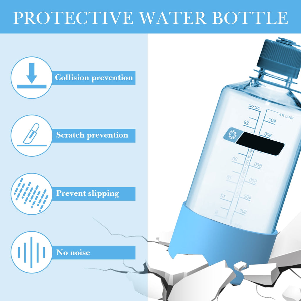 Linkidea 2 Pack Water Bottle Boot Compatible with Nalgene Sustain Wide Mouth 32oz/48oz, Narrow Mouth 32oz, Silicone Anti-Slip Bottle Bottom Bumper Protector (Blue) Edition-WUZV