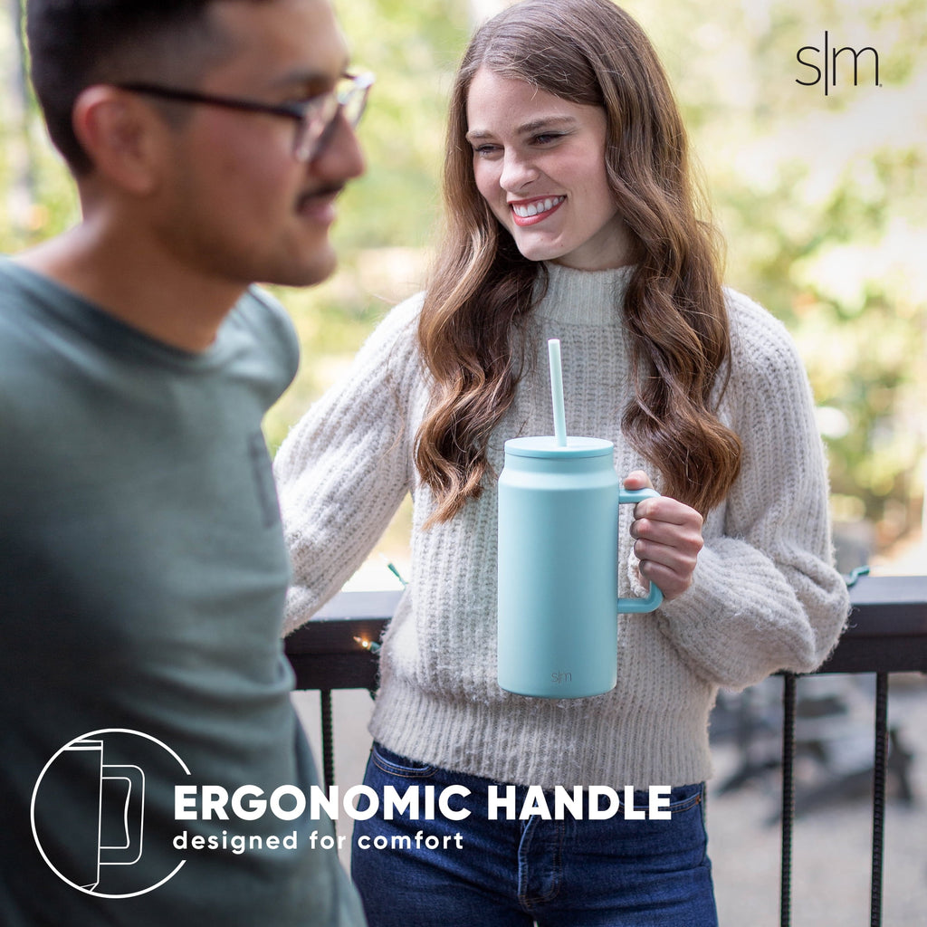Simple Modern 50 fl oz Insulated Stainless Steel Trek Tumbler with Straw Lid | Midnight Black Edition-4U3P
