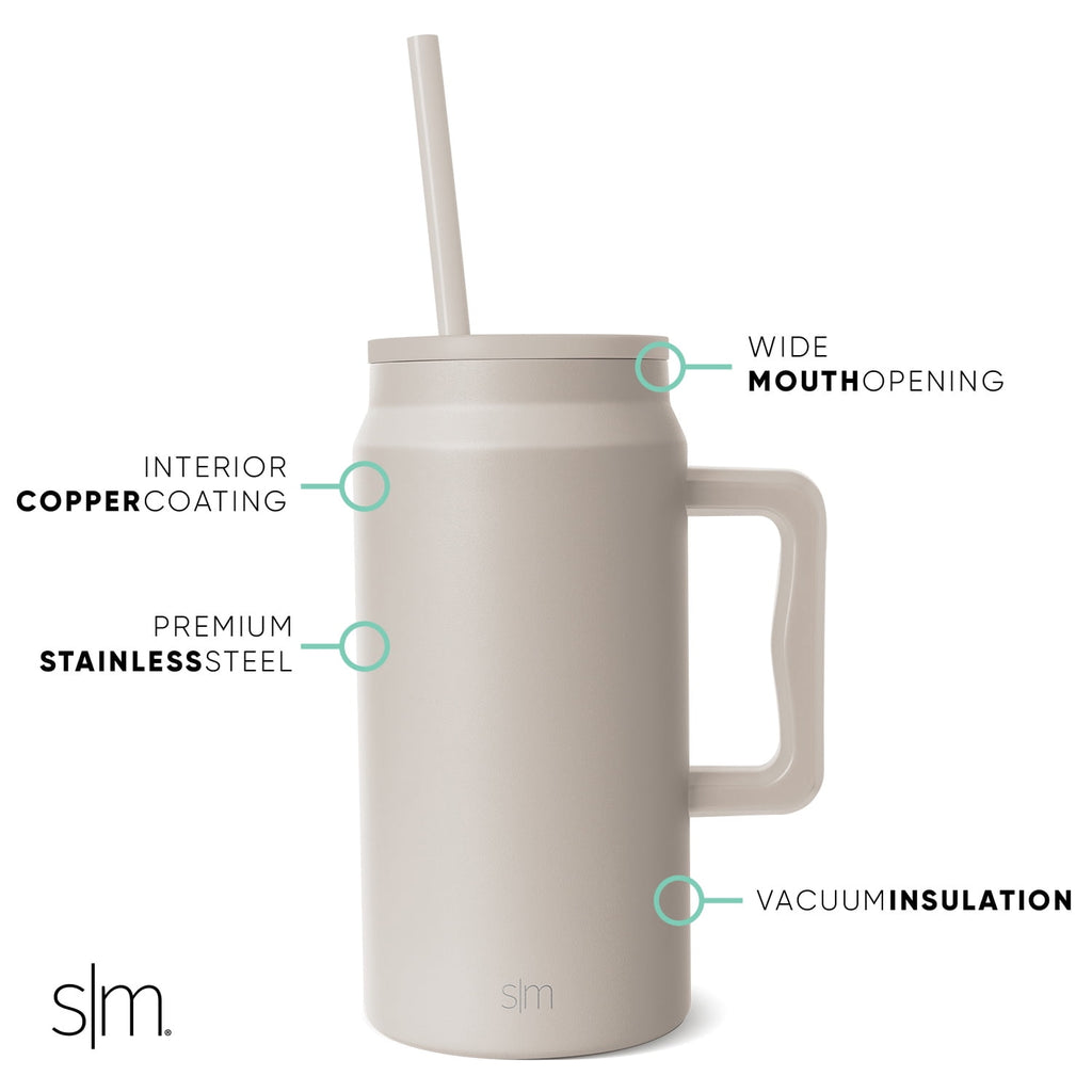 Simple Modern 50 fl oz Insulated Stainless Steel Trek Tumbler with Straw Lid | Midnight Black Edition-4U3P