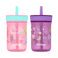 Contigo Kids Leighton Spill-Proof Tumbler with Straw, Ages 3+, Pink and Purple, 14 oz, 2 Pack Edition-BNH6