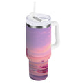 30 oz Insulated Stainless Steel Tumbler Double Wall Stainless Steel Tumbler with 2-Way Drinking Pink Butterflies Flying Edition-KAVI