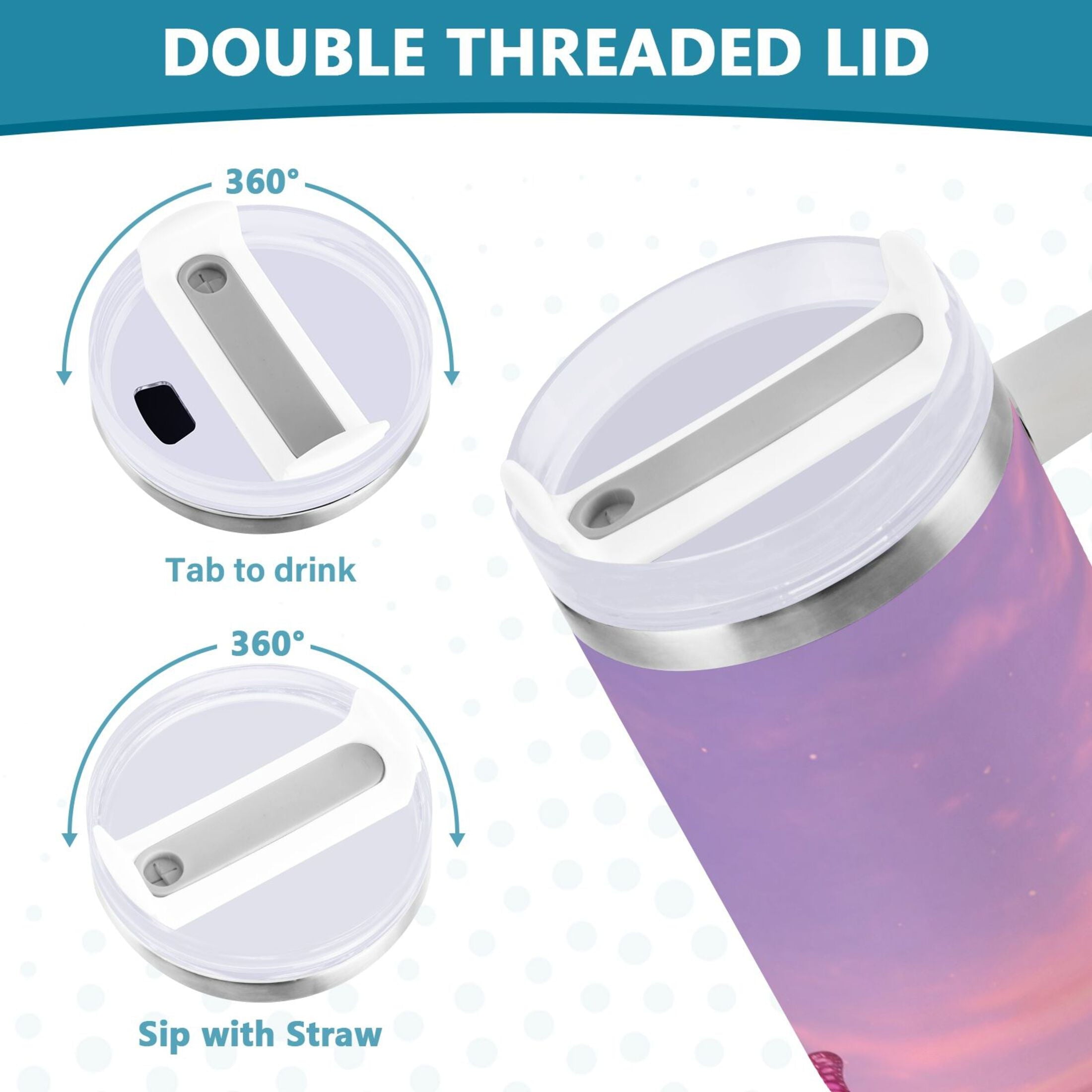 30 oz Insulated Stainless Steel Tumbler Double Wall Stainless Steel Tumbler with 2-Way Drinking Pink Butterflies Flying Edition-KAVI