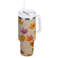 40 oz Insulated Stainless Steel Tumbler Double Wall Stainless Steel Tumbler with 2-Way Drinking Colored Autumn Leaves Edition-WQT3