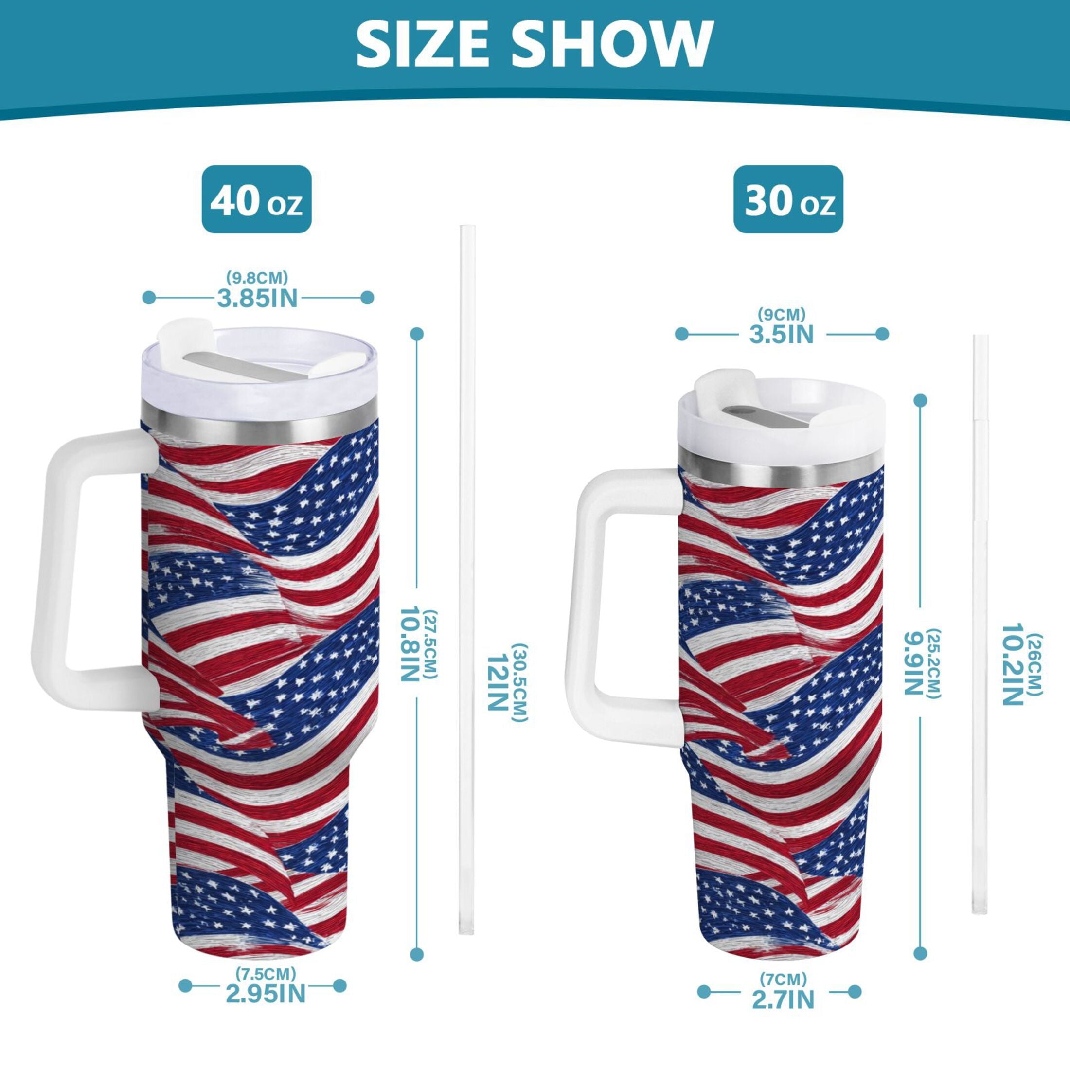 30 oz Insulated Stainless Steel Tumbler Double Wall Stainless Steel Tumbler with 2-Way Drinking Flags Wave Pattern Edition-NMWB