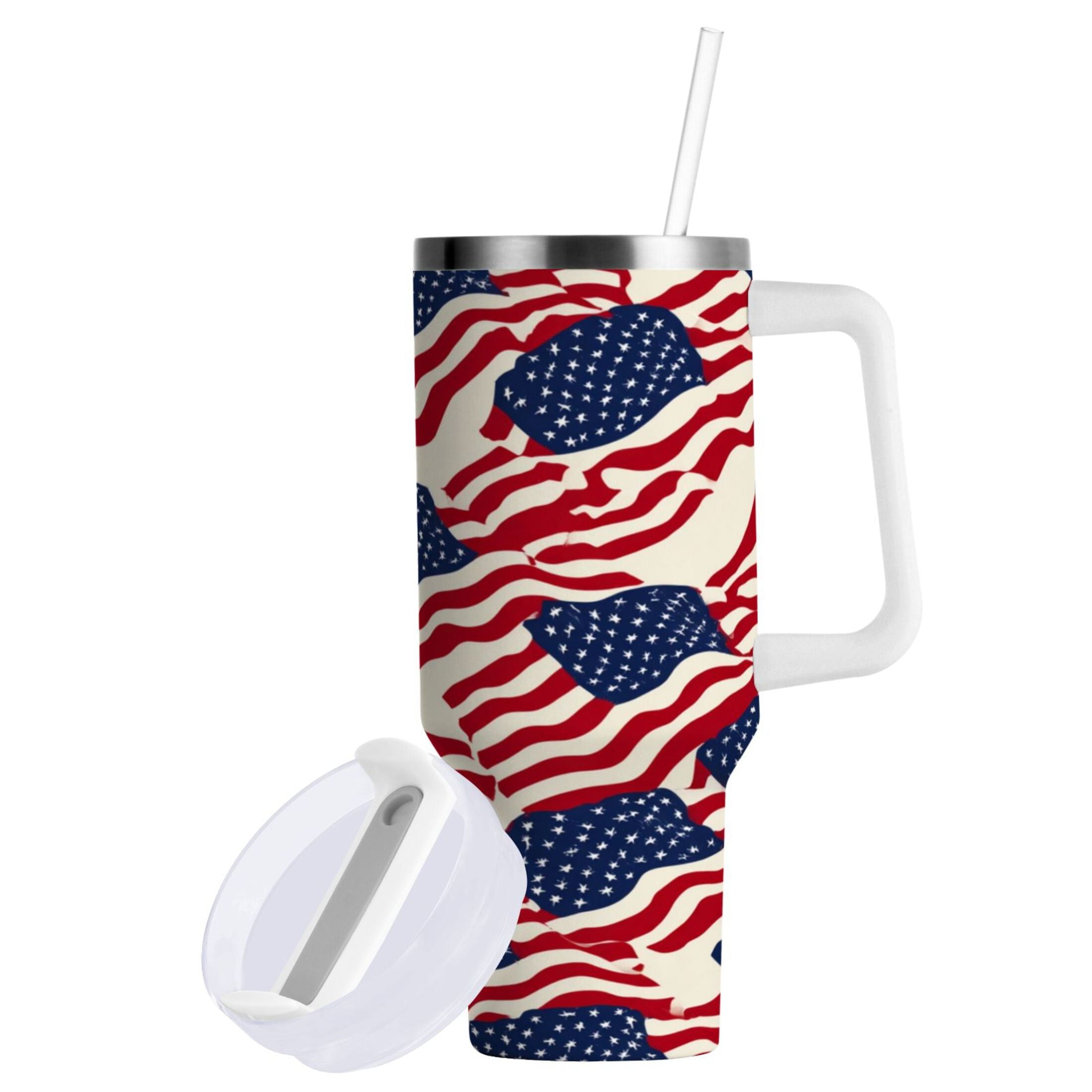 40 oz Insulated Stainless Steel Tumbler Double Wall Stainless Steel Tumbler with 2-Way Drinking Flags Abstract Design Edition-6IEN