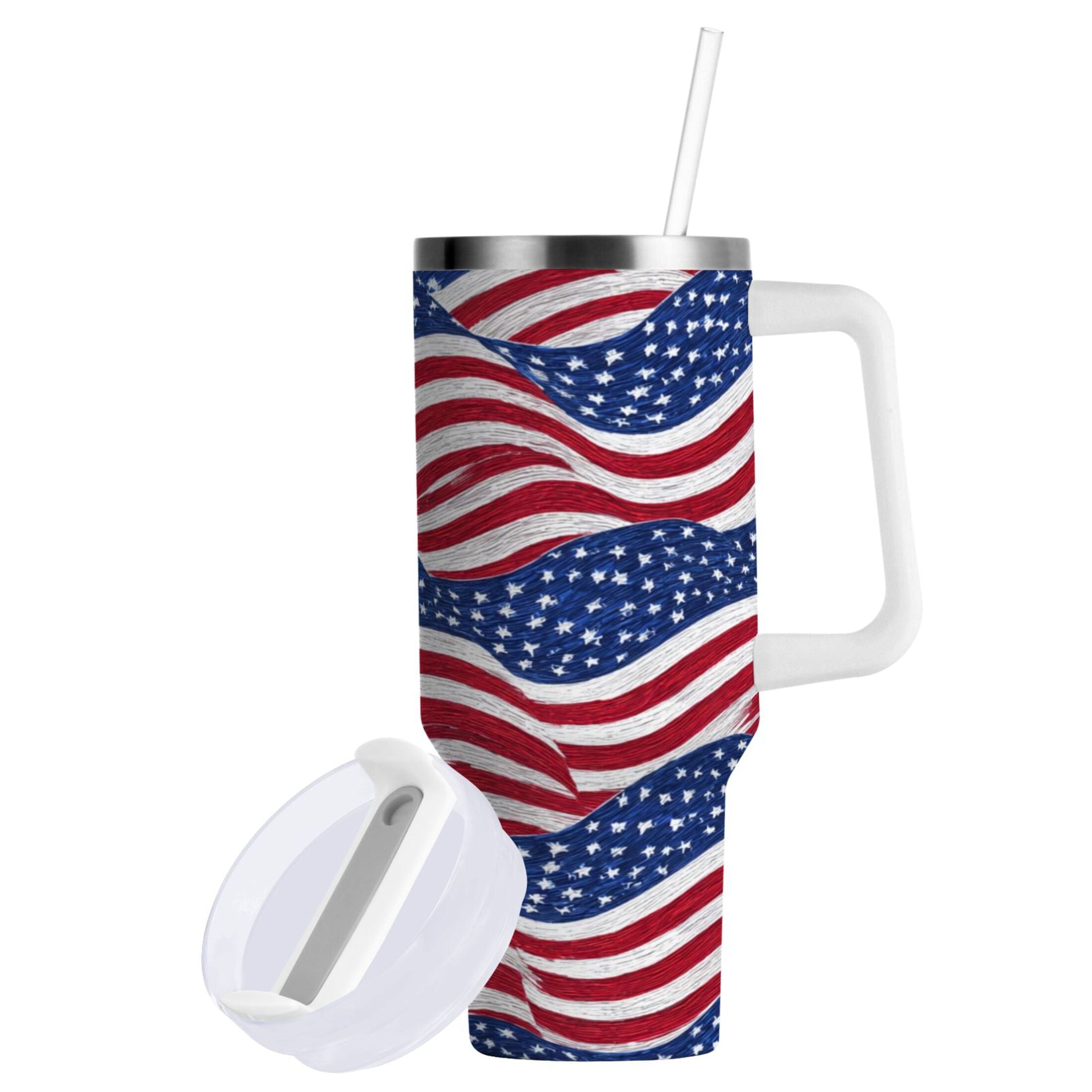 30 oz Insulated Stainless Steel Tumbler Double Wall Stainless Steel Tumbler with 2-Way Drinking Flags Wave Pattern Edition-NMWB