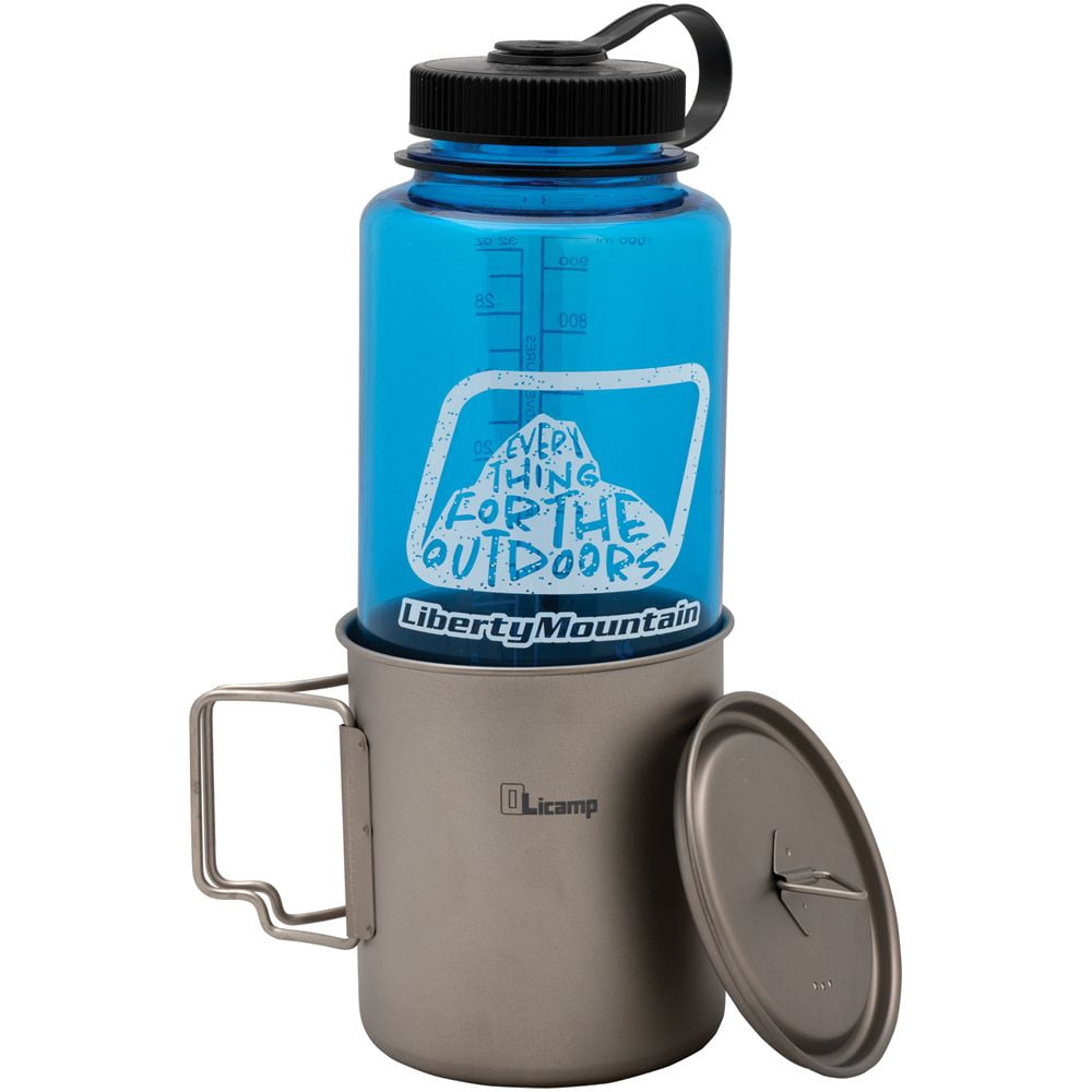 Olicamp Titanium Space Saver Mug with Lid, Nests Nalgene Bottle Inside, Lightweight and Compact, Perfect for Camping and Backpacking, 750mL Edition-U8W5