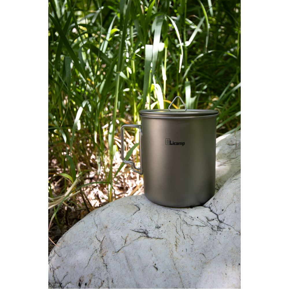 Olicamp Titanium Space Saver Mug with Lid, Nests Nalgene Bottle Inside, Lightweight and Compact, Perfect for Camping and Backpacking, 750mL Edition-U8W5