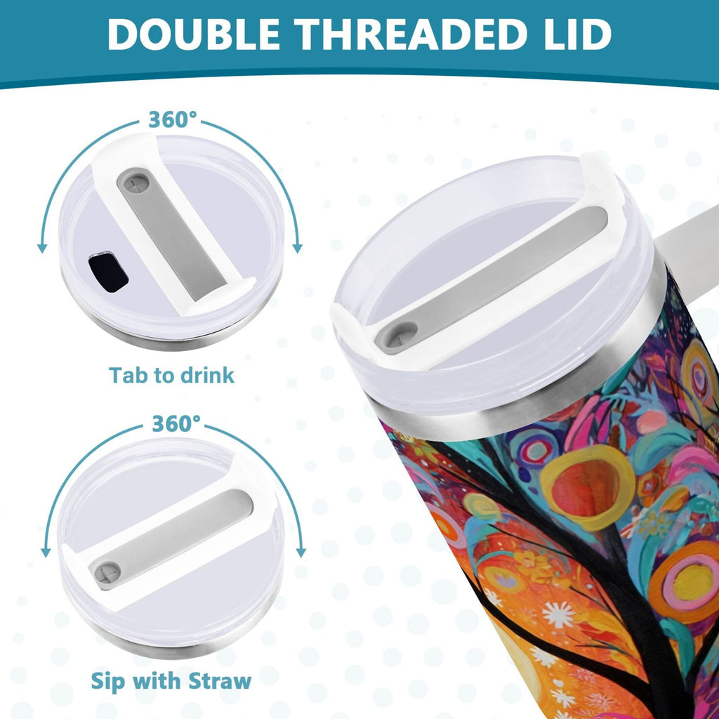 30 oz Insulated Stainless Steel Tumbler Double Wall Stainless Steel Tumbler with 2-Way Drinking Beautiful Abstract Tree Painting Edition-26K1