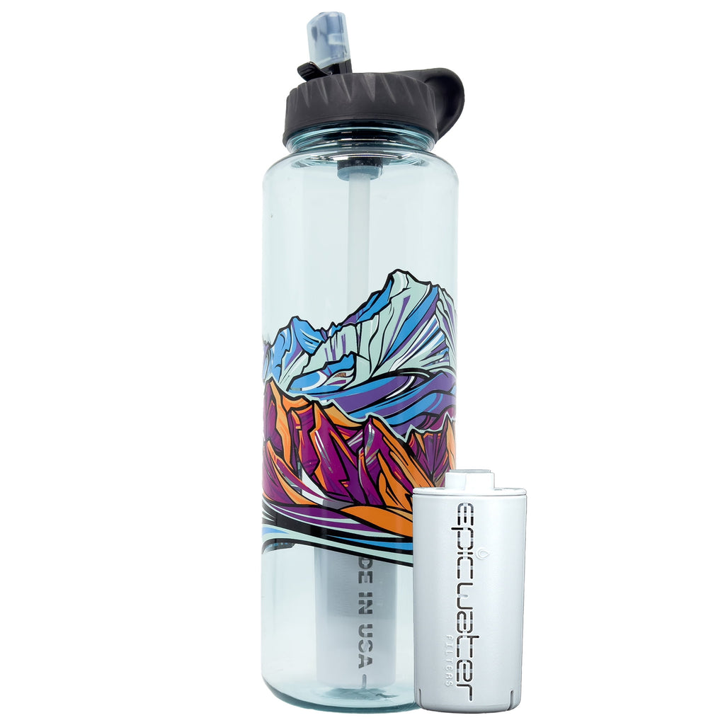 Epic Water Filters Nalgene OG Sustain Tritan USA Made Water Bottle and 75 Gallon Filter - Removes 99.99% of Water Impurities, 32oz, Leggitt Art Edition-VNZ2