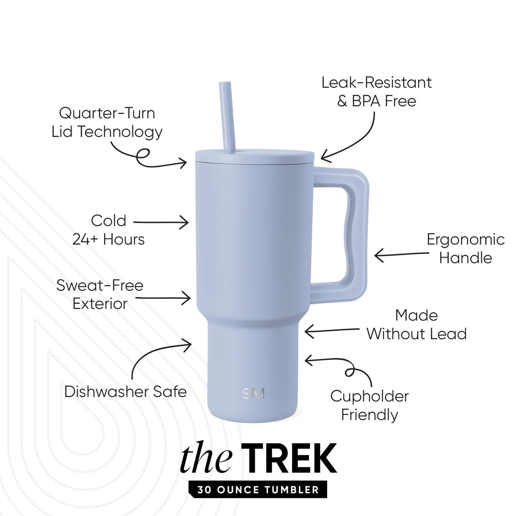 Simple Modern 30 fl oz Insulated Stainless Steel Trek Tumbler with Straw Lid | Seaglass Sage and Cream Checkmate Edition-16A6