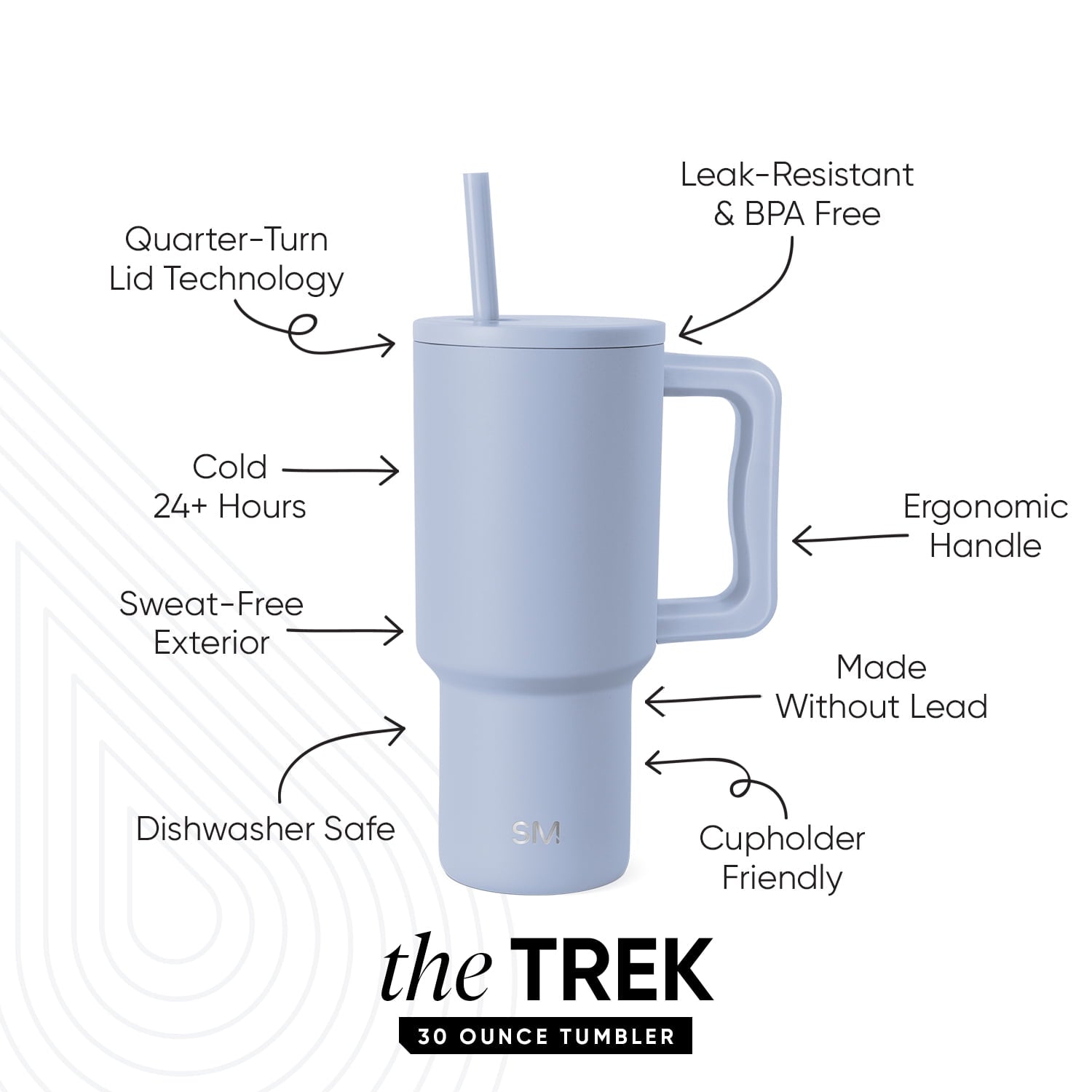 Simple Modern 30 fl oz Insulated Stainless Steel Trek Tumbler with Straw Lid | Seaglass Sage and Cream Checkmate Edition-16A6