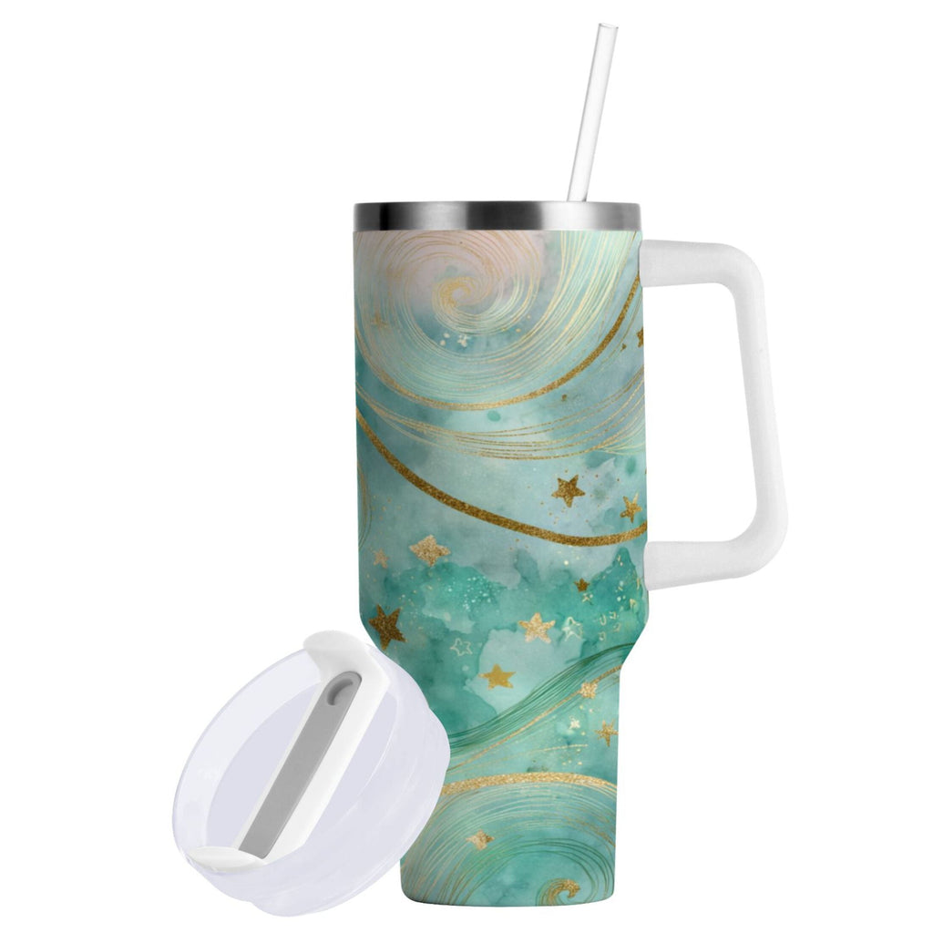 30 oz Insulated Stainless Steel Tumbler Double Wall Stainless Steel Tumbler with 2-Way Drinking Beautiful Swirling Lines Edition-GDNI