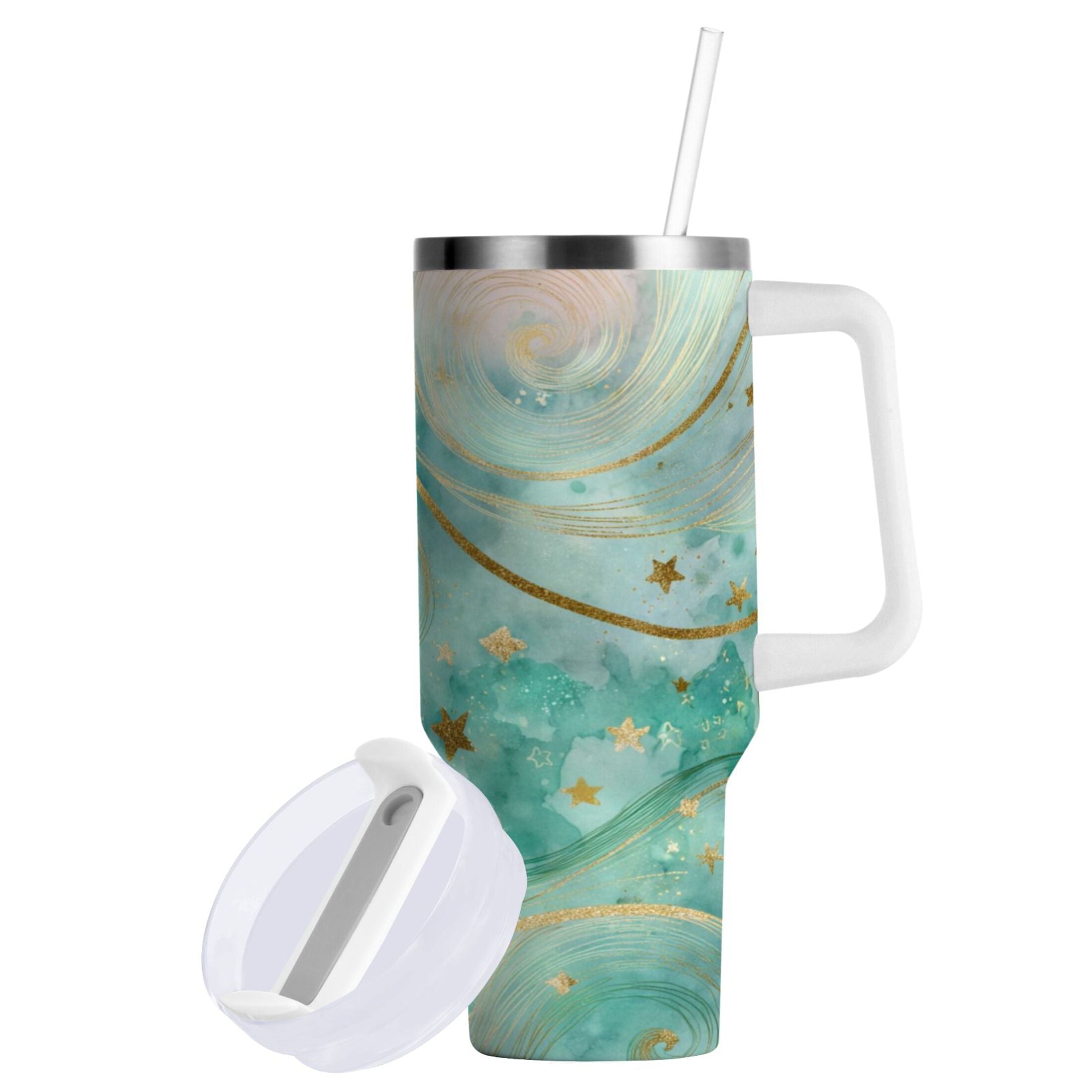 30 oz Insulated Stainless Steel Tumbler Double Wall Stainless Steel Tumbler with 2-Way Drinking Beautiful Swirling Lines Edition-GDNI
