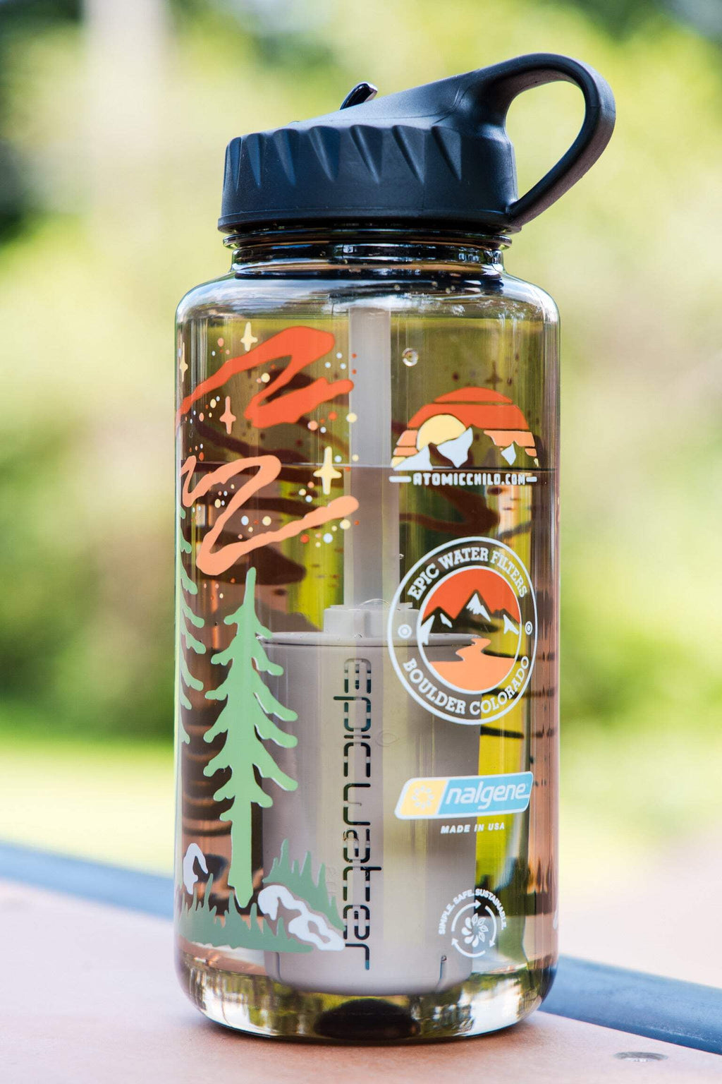 Epic Water Filters Nalgene OG Sustain Tritan USA Made Water Bottle and 75 Gallon Filter - Removes 99.99% of Water Impurities, 32oz, Atomic Child Special Edition Edition-WN99