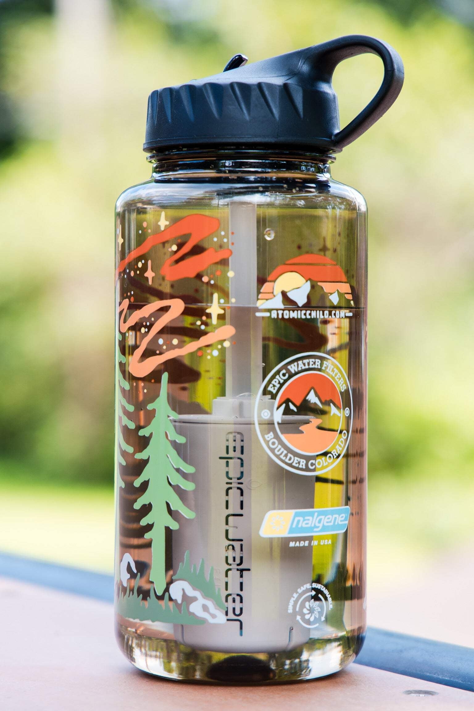 Epic Water Filters Nalgene OG Sustain Tritan USA Made Water Bottle and 75 Gallon Filter - Removes 99.99% of Water Impurities, 32oz, Atomic Child Special Edition Edition-WN99