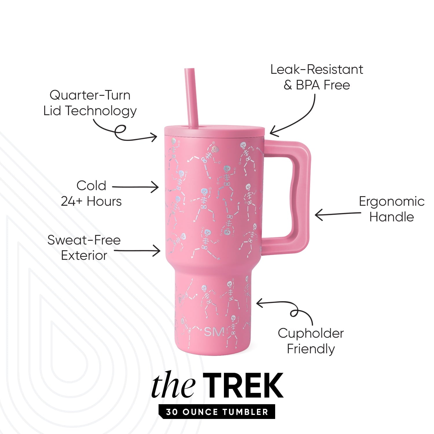Simple Modern 30 fl oz Insulated Stainless Steel Trek Tumbler with Straw Lid | Seaglass Sage and Cream Checkmate Edition-16A6