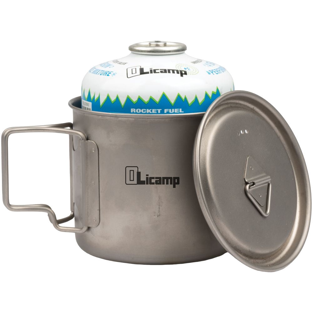 Olicamp Titanium Space Saver Mug with Lid, Nests Nalgene Bottle Inside, Lightweight and Compact, Perfect for Camping and Backpacking, 550mL Edition-KOBB